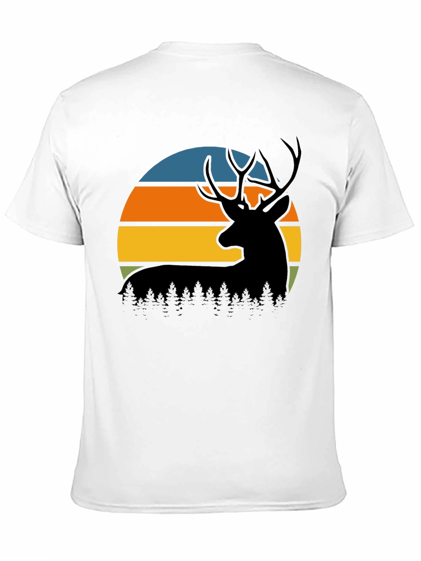 Black Retro Deer Sunset Graphic T-Shirt view 11