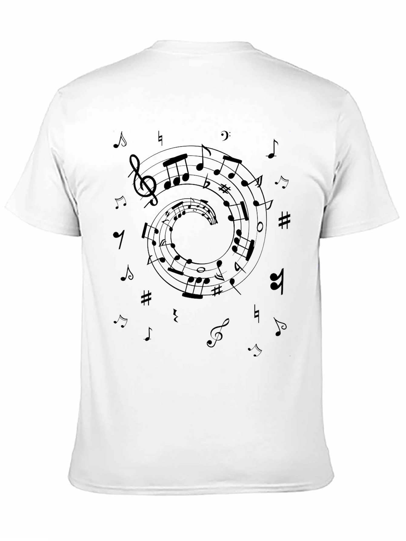 Black Musical Notes Spiral Graphic Black T-Shirt view 11