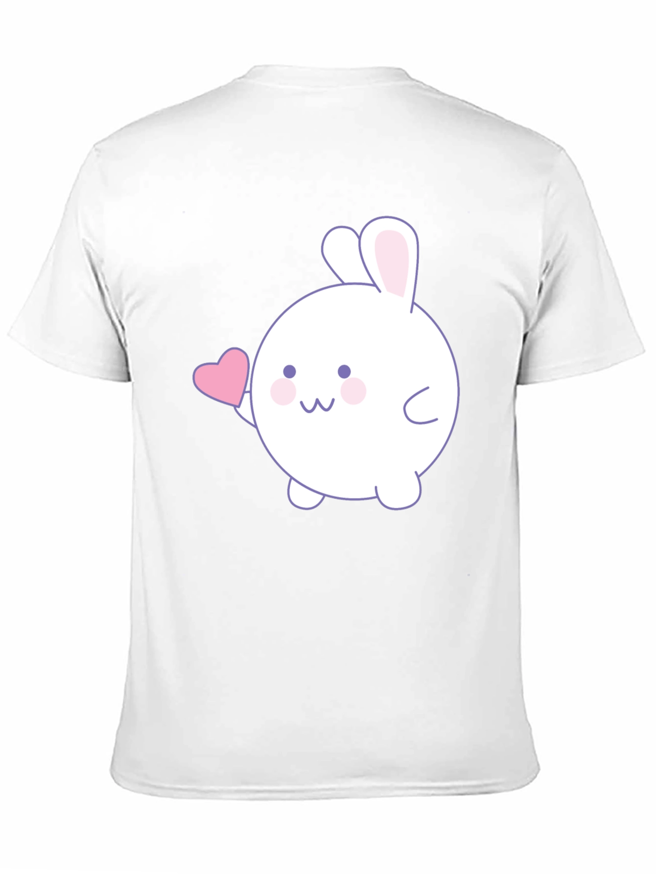 Black Cute Bunny Heart Graphic Black T-Shirt view 11
