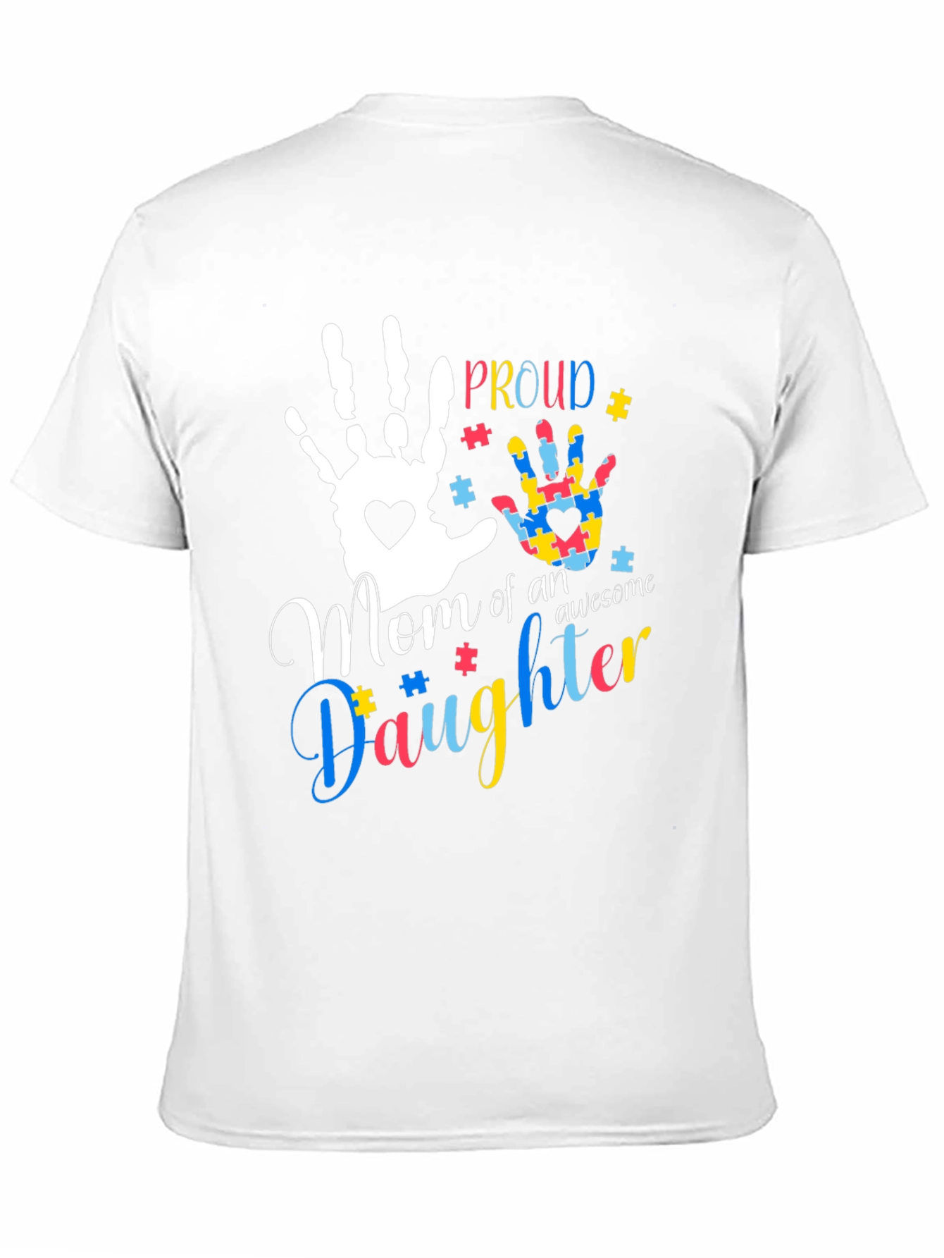 Black Proud Mom of an Awesome Daughter T-Shirt Autism Awareness view 11