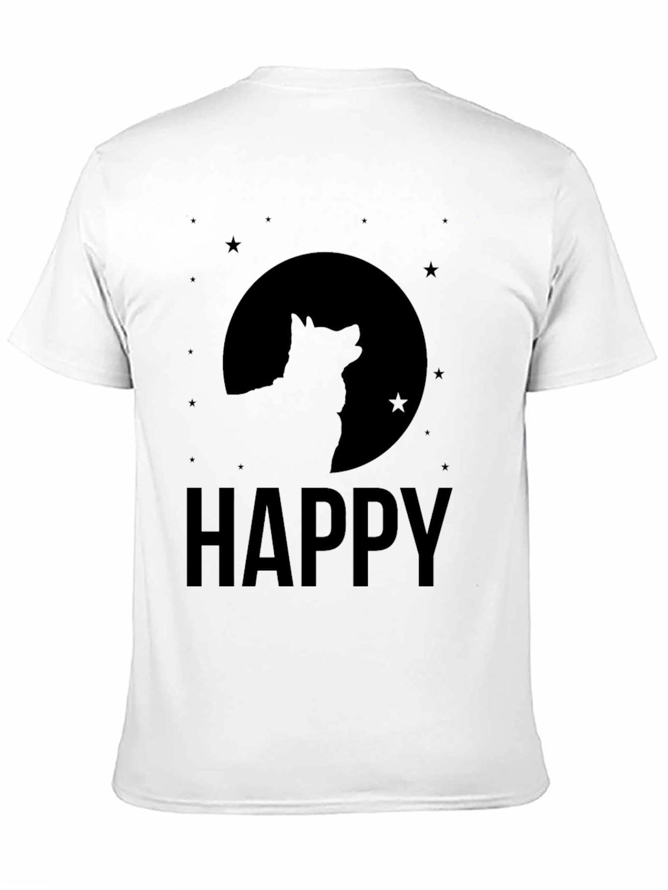 Black Happy Wolf Moon Graphic Tee - Black Cotton Blend Shirt view 11