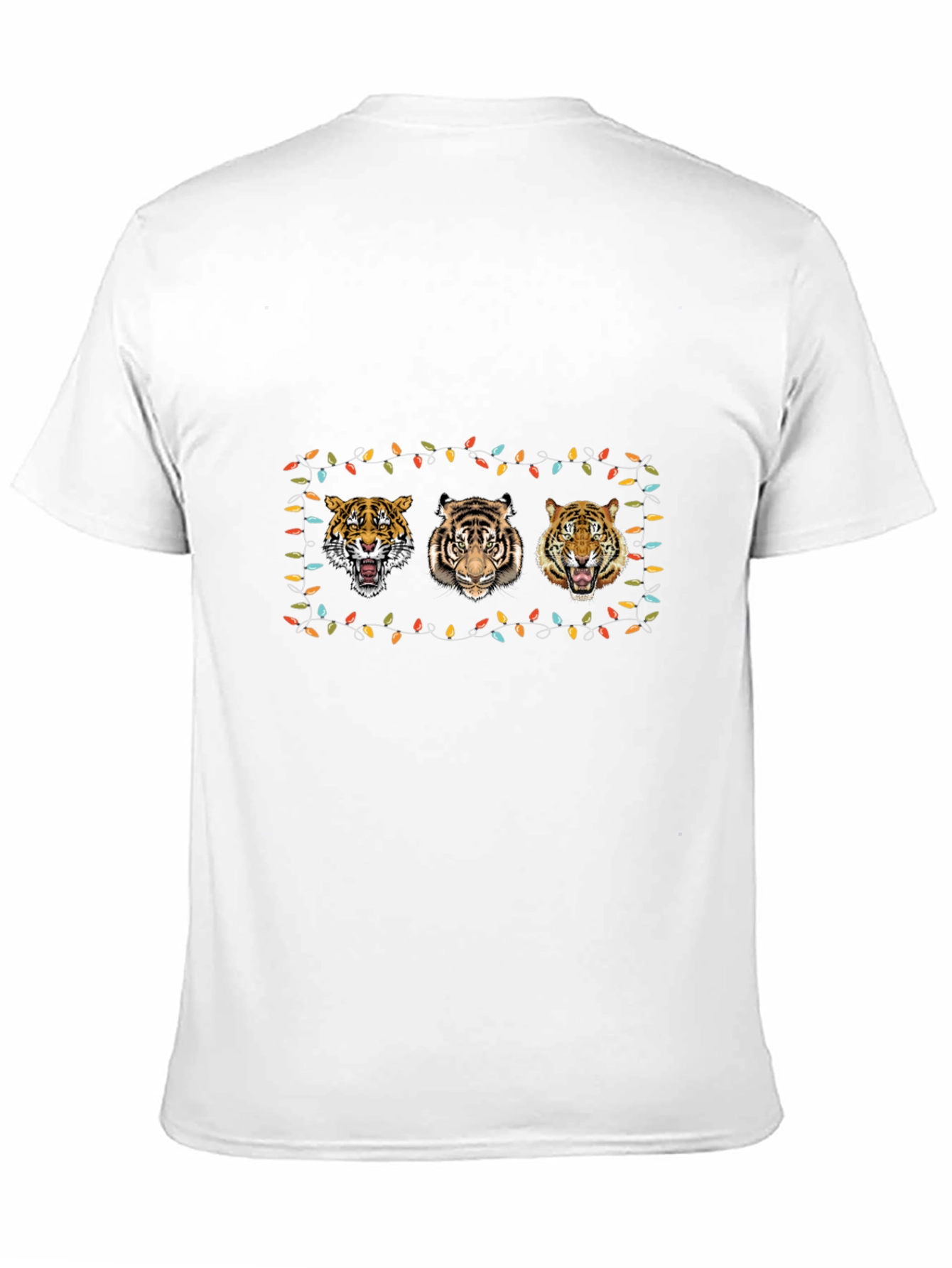 Black Tiger Trio Christmas Lights T-Shirt - Black view 11