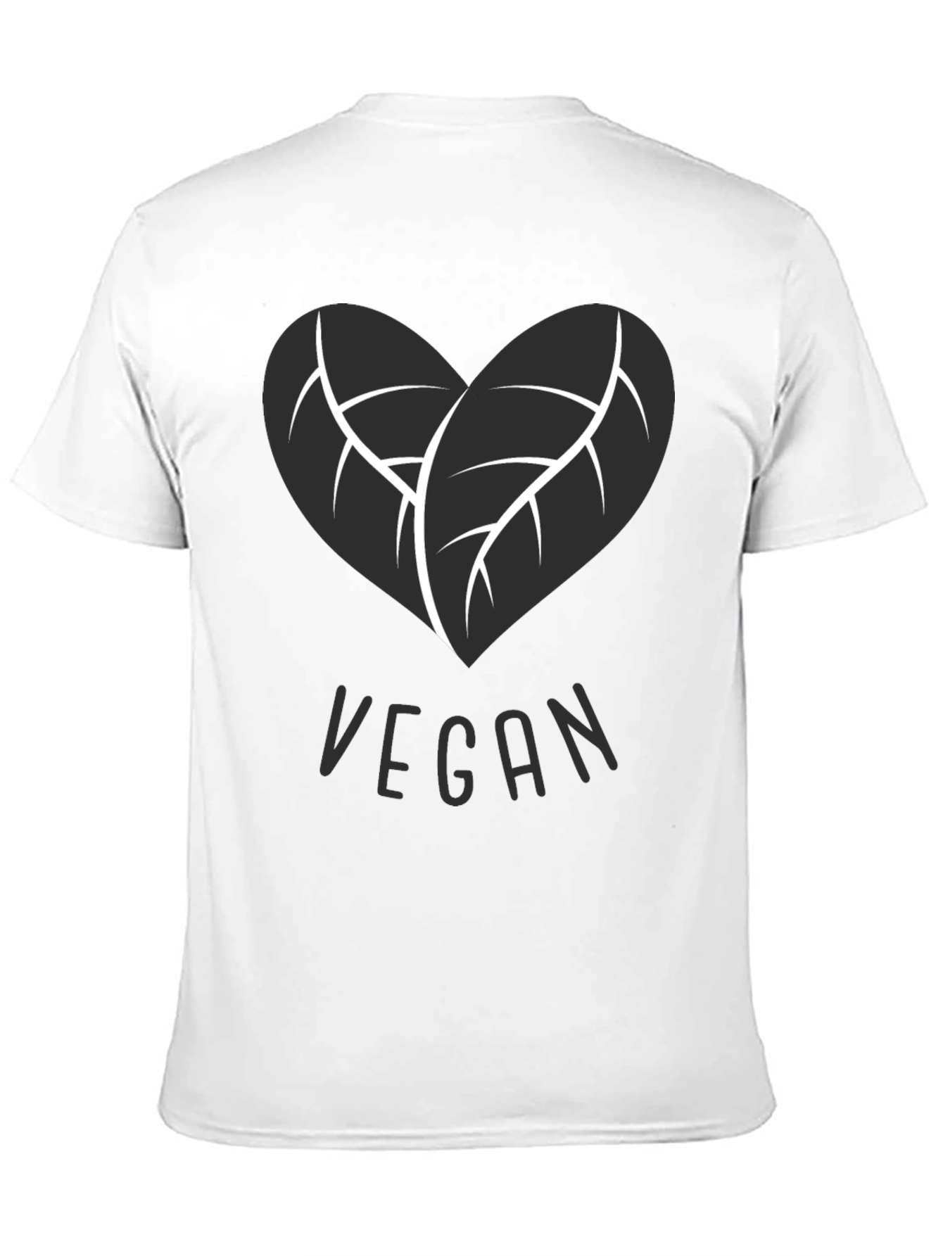 Black Vegan Heart Leaf T-Shirt - Black view 11