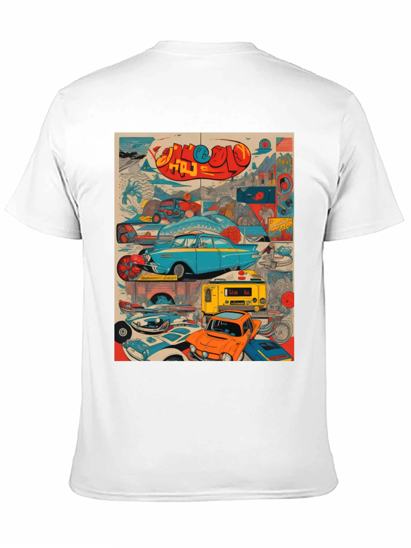 Retro Car Collage Graphic Tee - 11