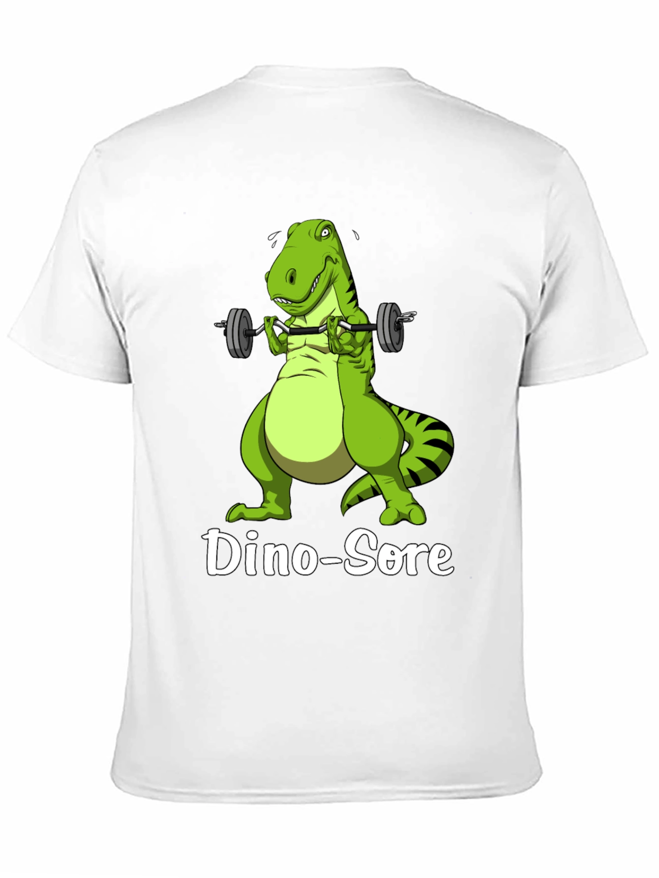 Black Dino-Sore T-Shirt: Funny Gym Dinosaur Workout Tee view 11