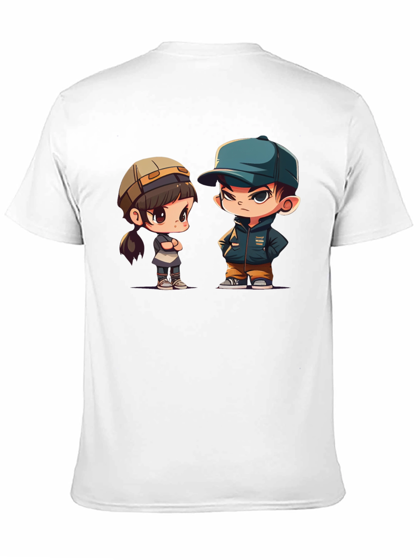 Black Cute Cartoon Couple Graphic T-Shirt view 11