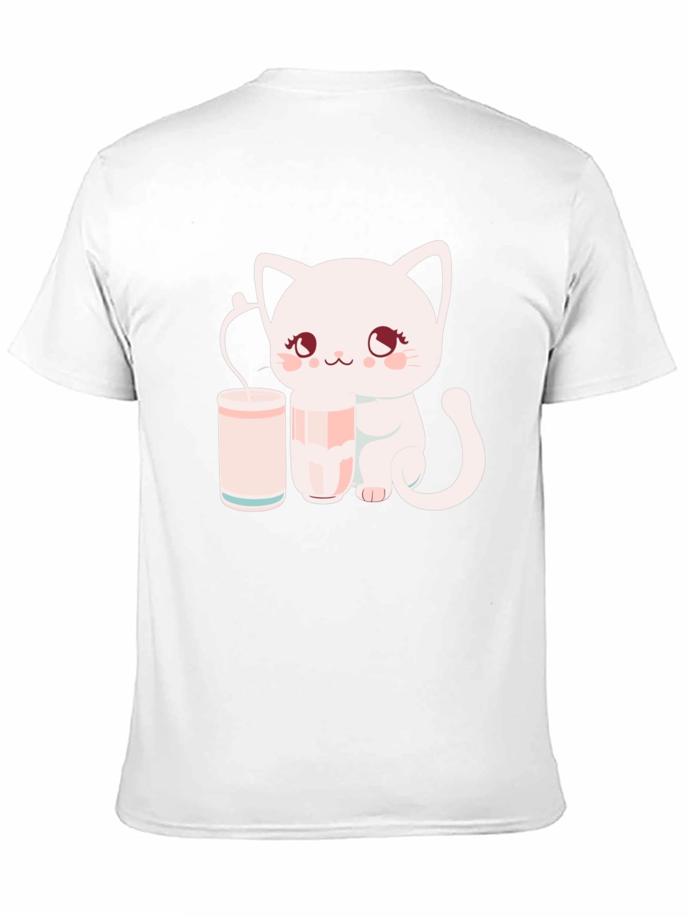 Black Cute Kitten with Milk T-Shirt view 11