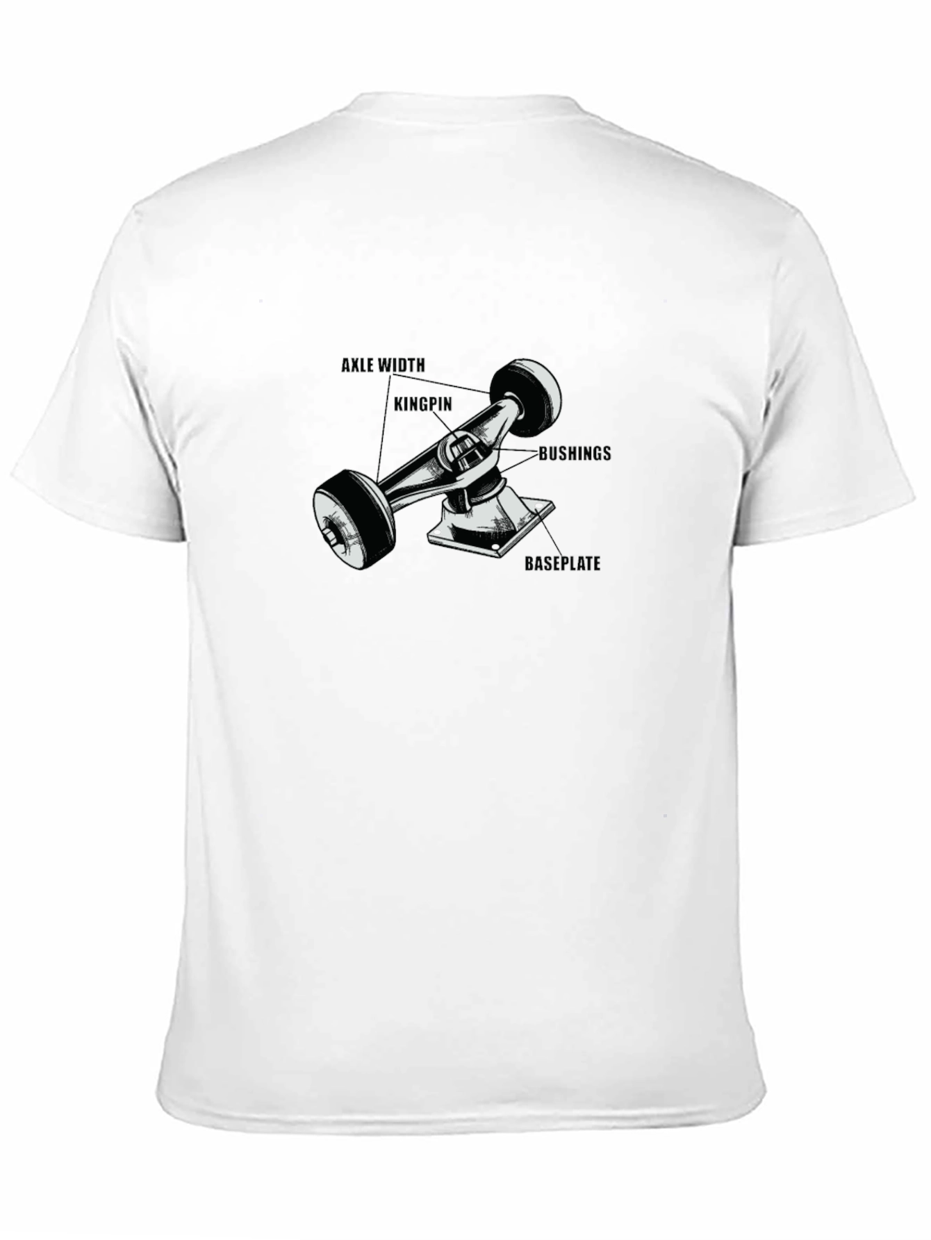 Black Skateboard Truck Diagram T-Shirt - Black view 11