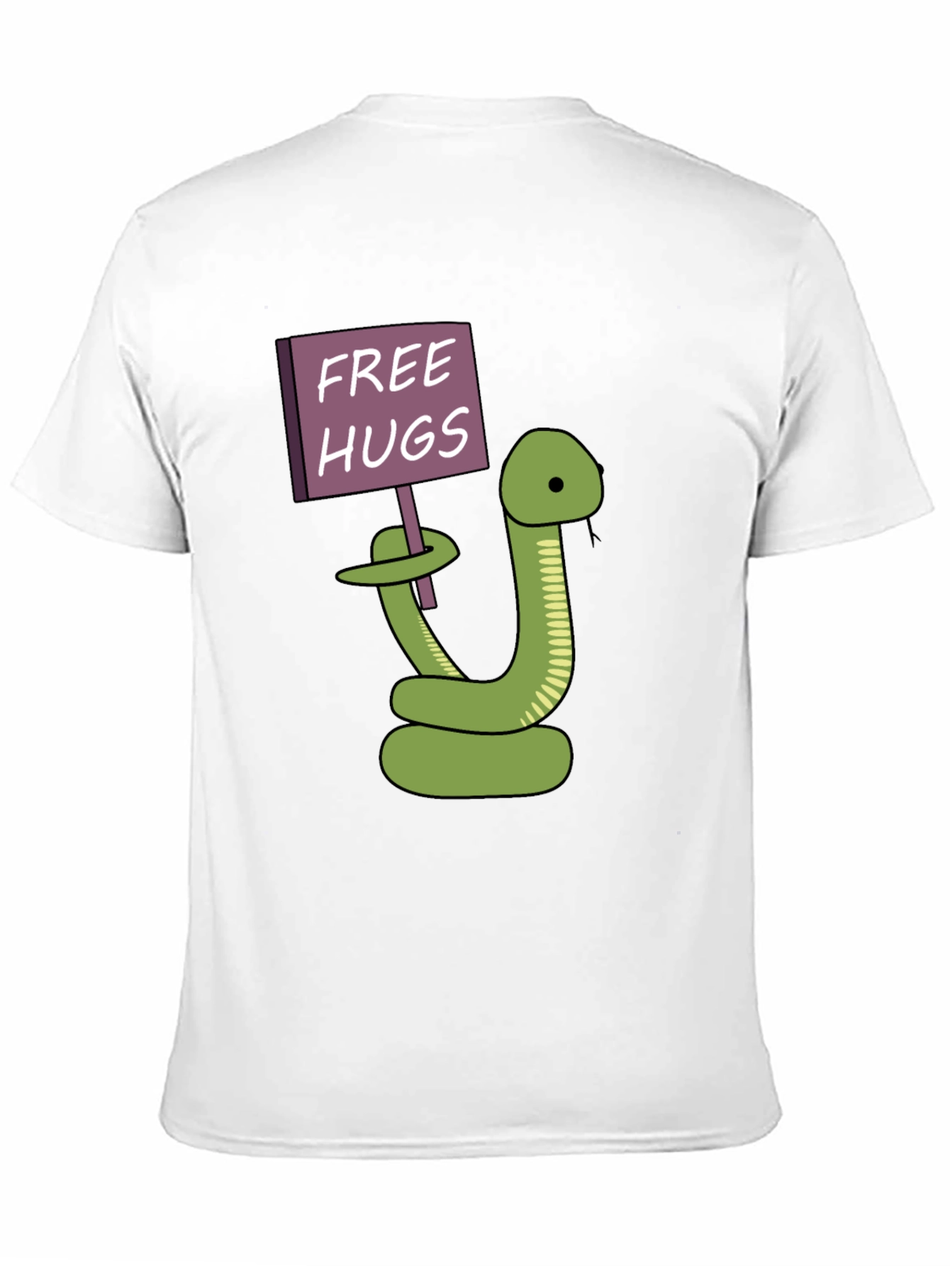 Black Free Hugs Snake T-Shirt - Funny Cartoon Graphic Tee view 11