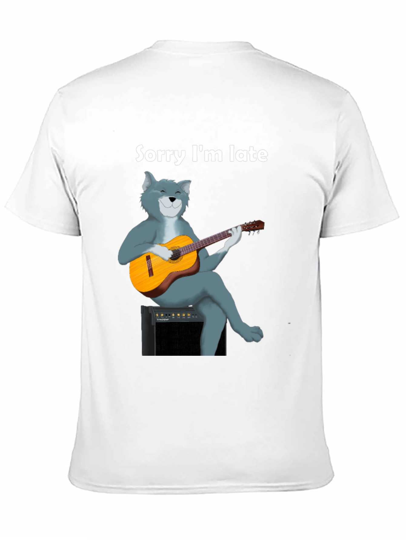 Black Sorry I'm Late Cat Guitar T-Shirt view 11