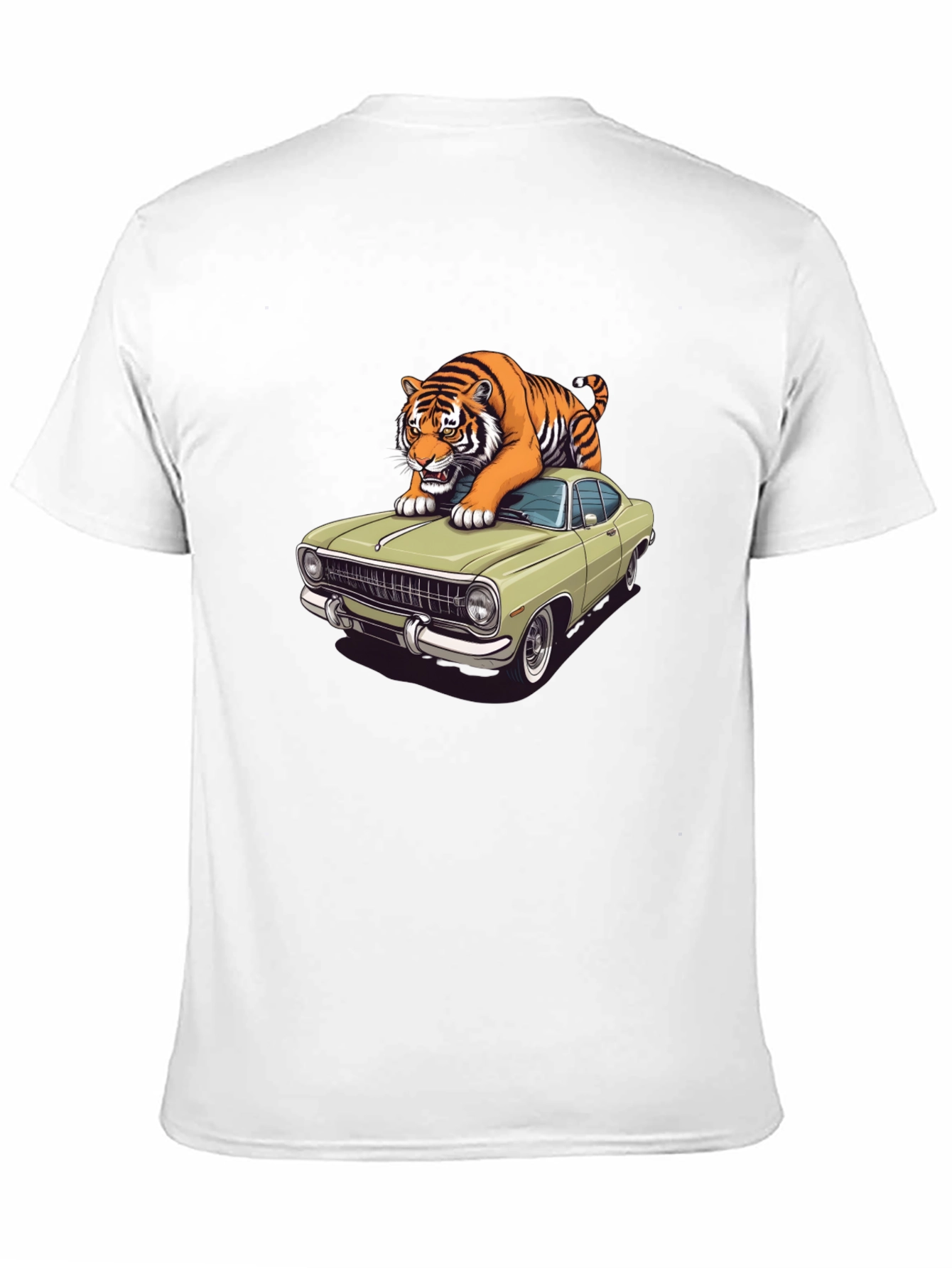 Black Tiger on Car Graphic T-Shirt - Cool Animal Tee view 11