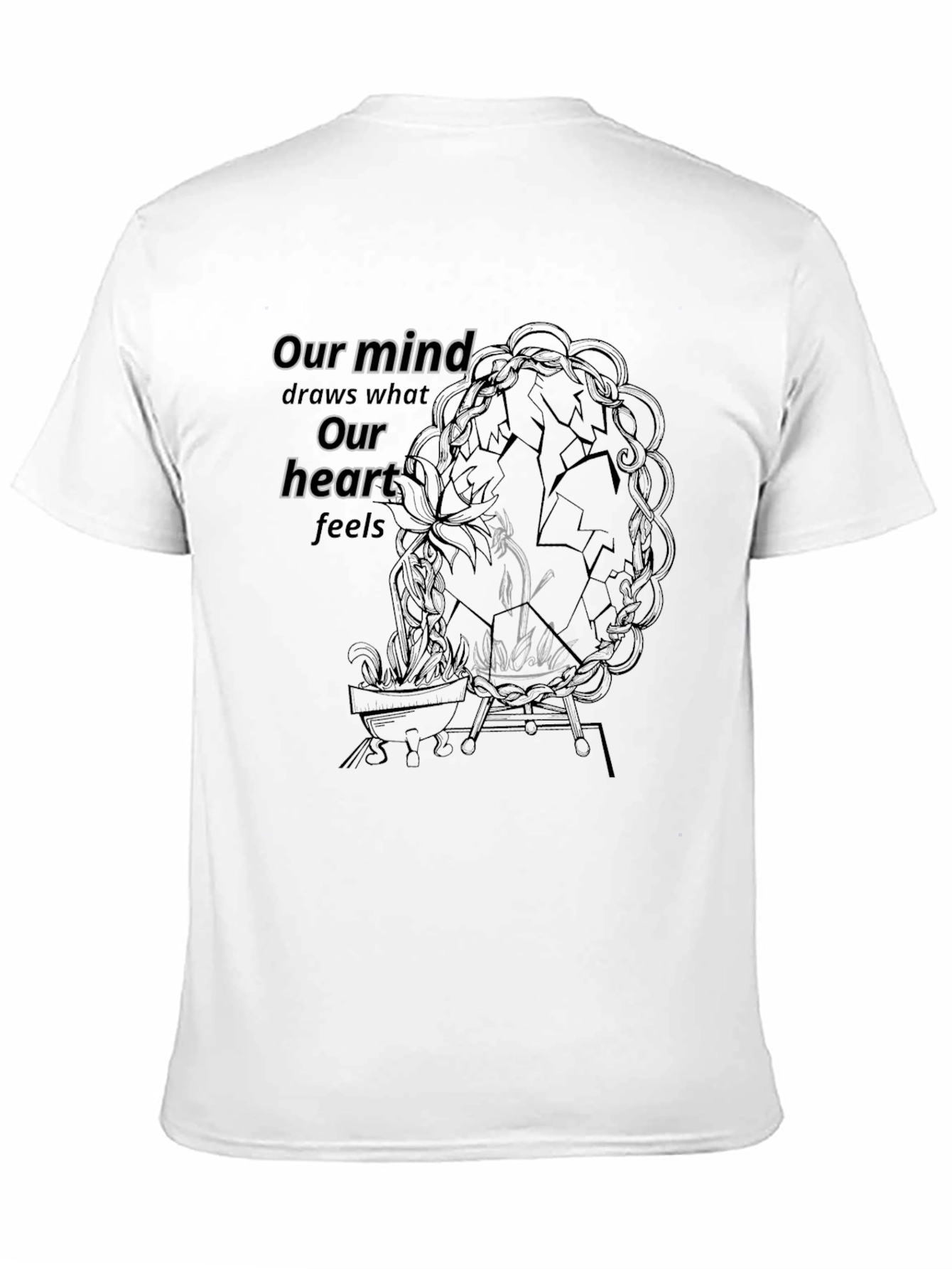 Black Artistic Graphic Print Men's T-Shirt view 11