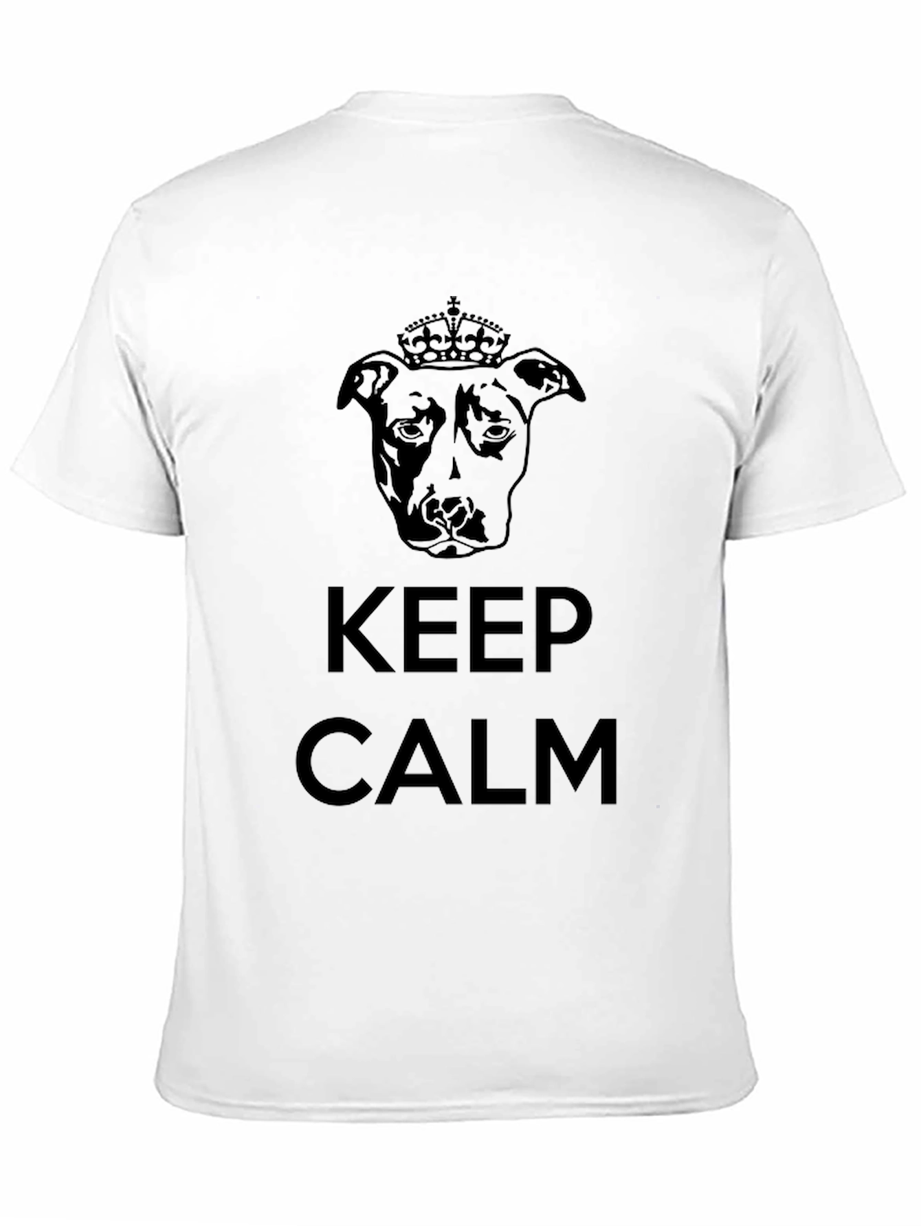 Black Keep Calm Pitbull Crown T-Shirt - Black Crew Neck Tee view 11