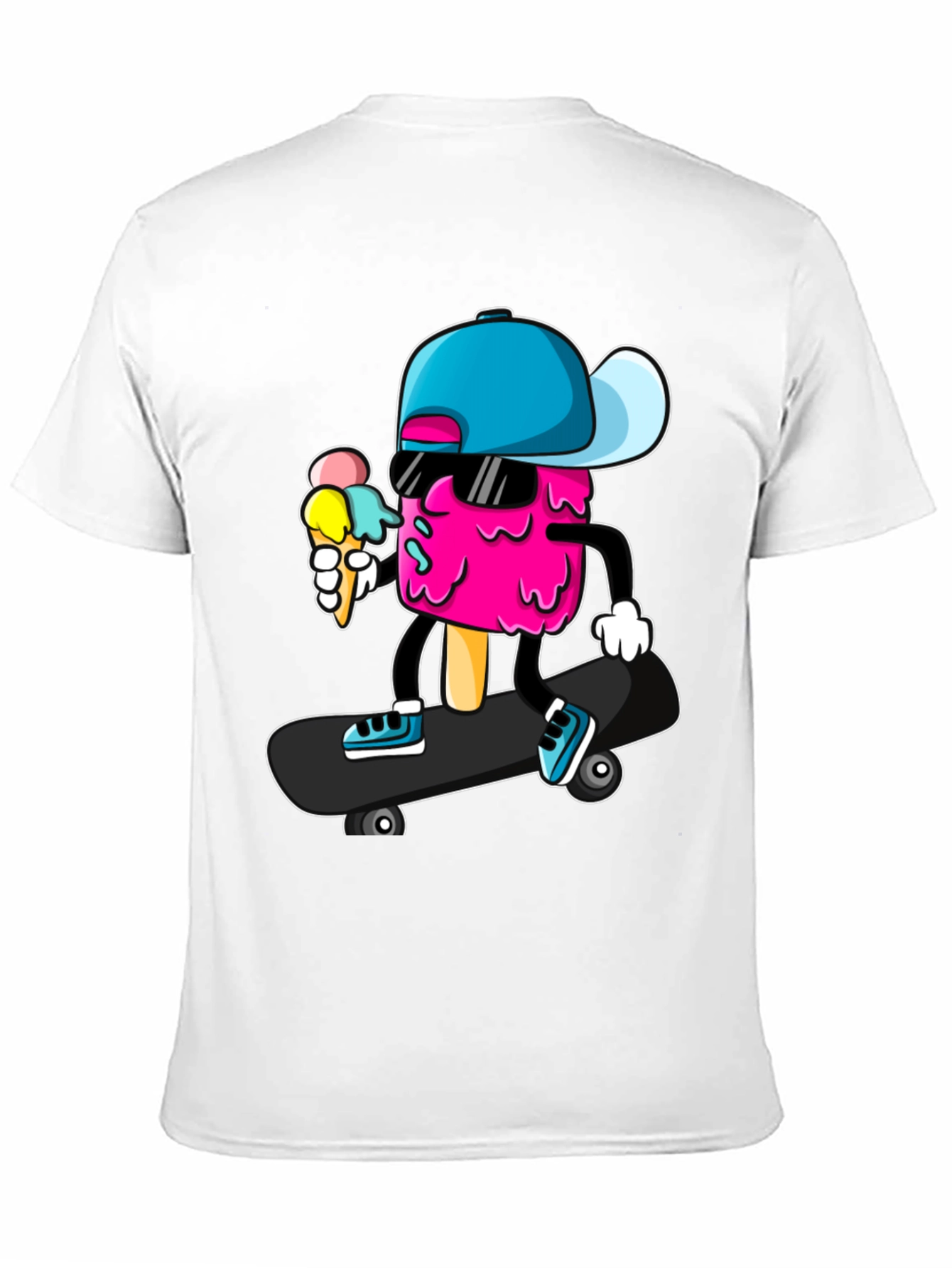 Black Cool Ice Cream Skateboarder Graphic Tee view 11