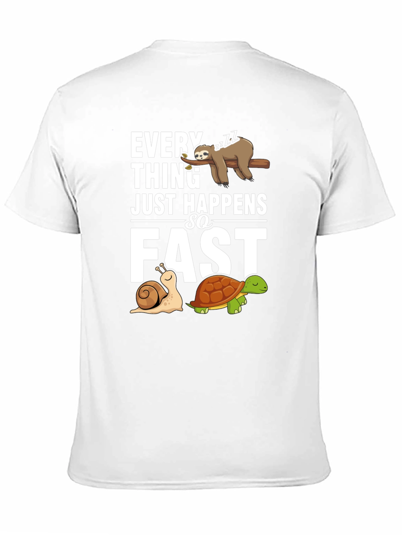 Black Funny Sloth, Snail, and Turtle Graphic T-Shirt view 11