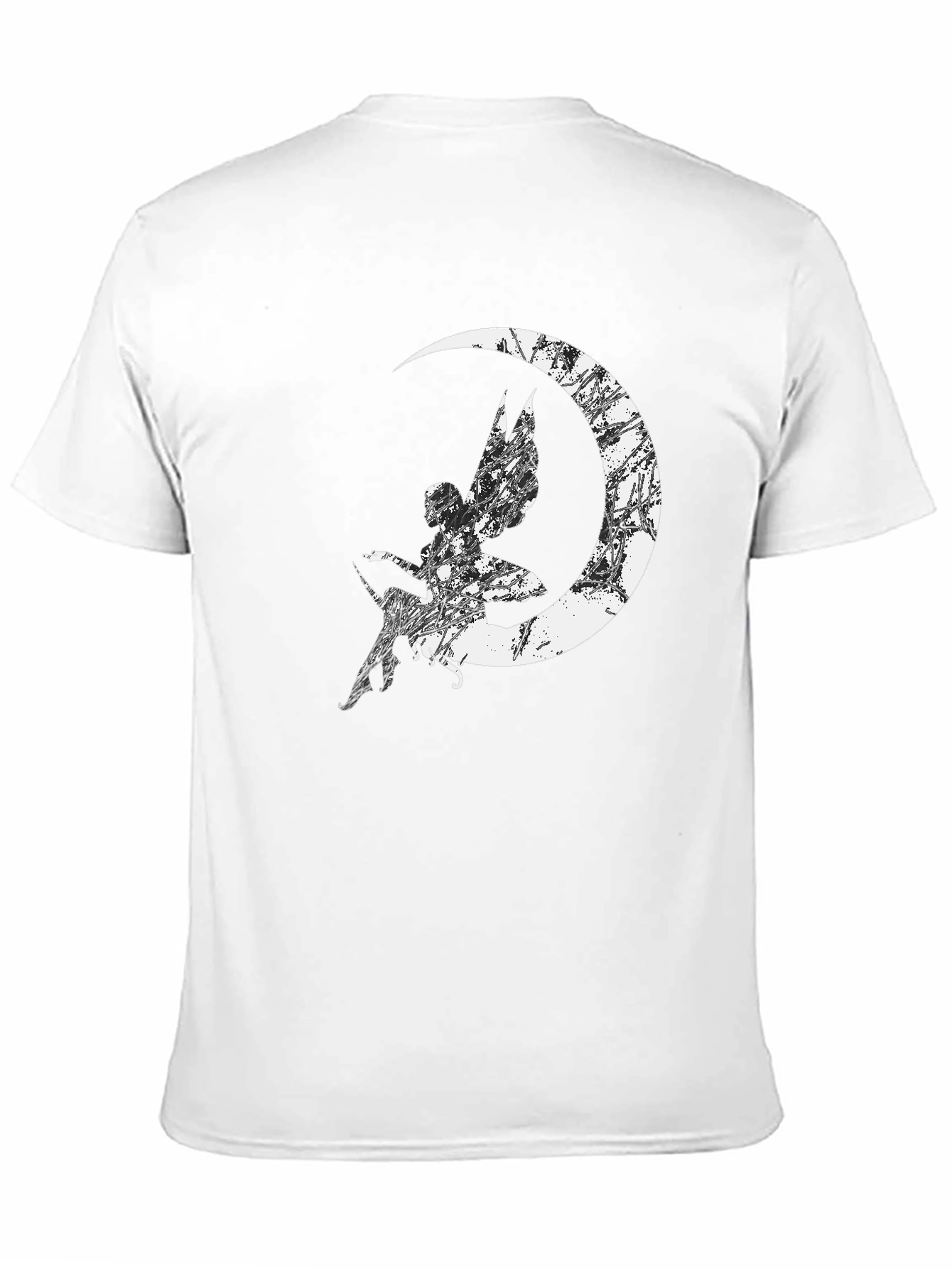 Black Fairy Moon Graphic T-Shirt - Black Cotton Tee view 11