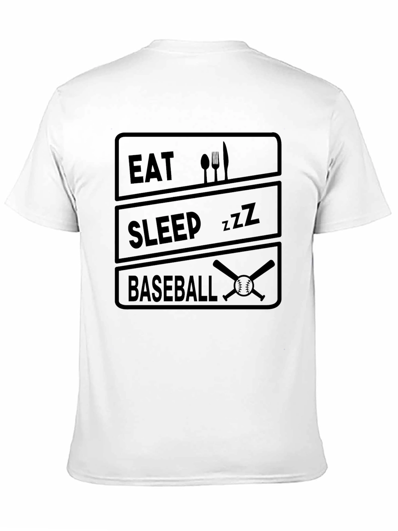 Black Eat Sleep Baseball T-Shirt - Funny Sports Tee view 11