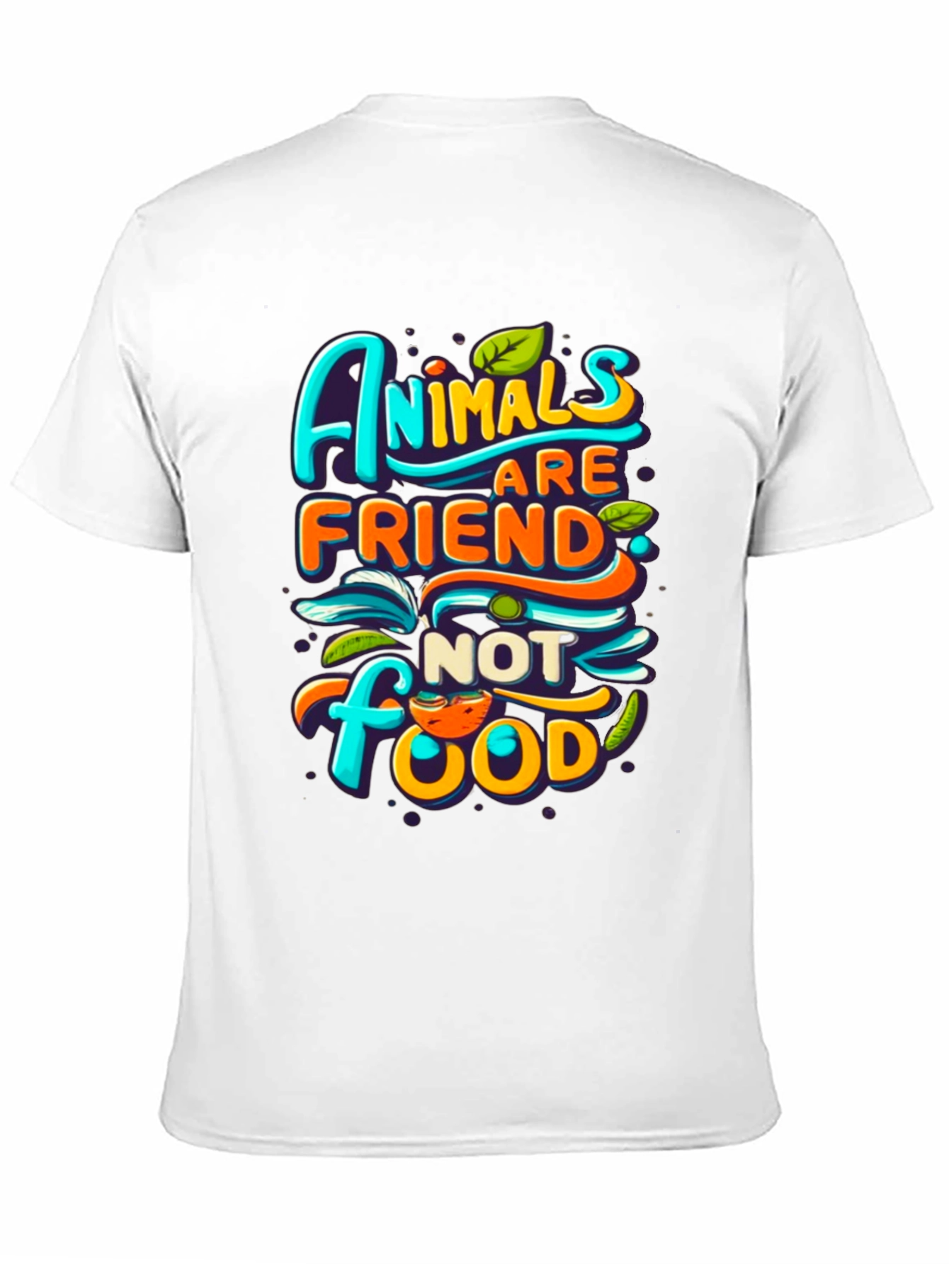 Black Vegan T-Shirt: Animals are Friends, Not Food! view 11