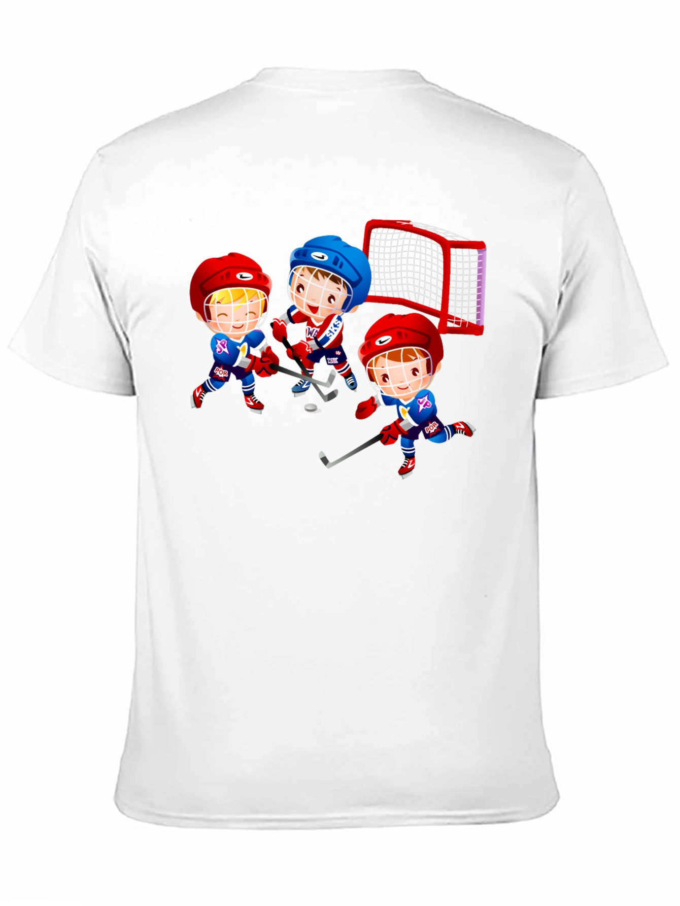 Black Hockey Cartoon Graphic T-Shirt - Fun Sports Tee view 11
