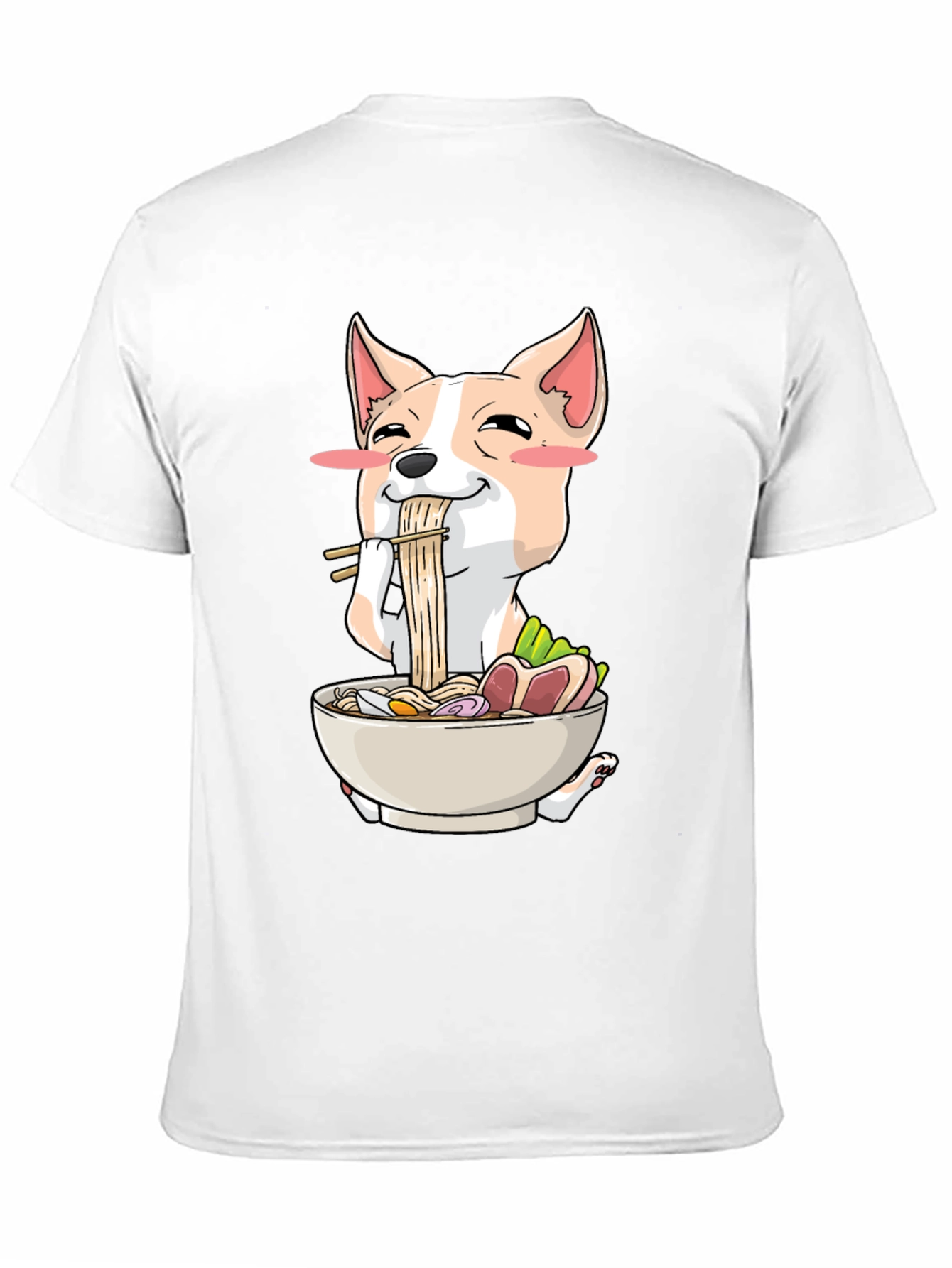 Black Cute Dog Eating Ramen Graphic T-Shirt view 11