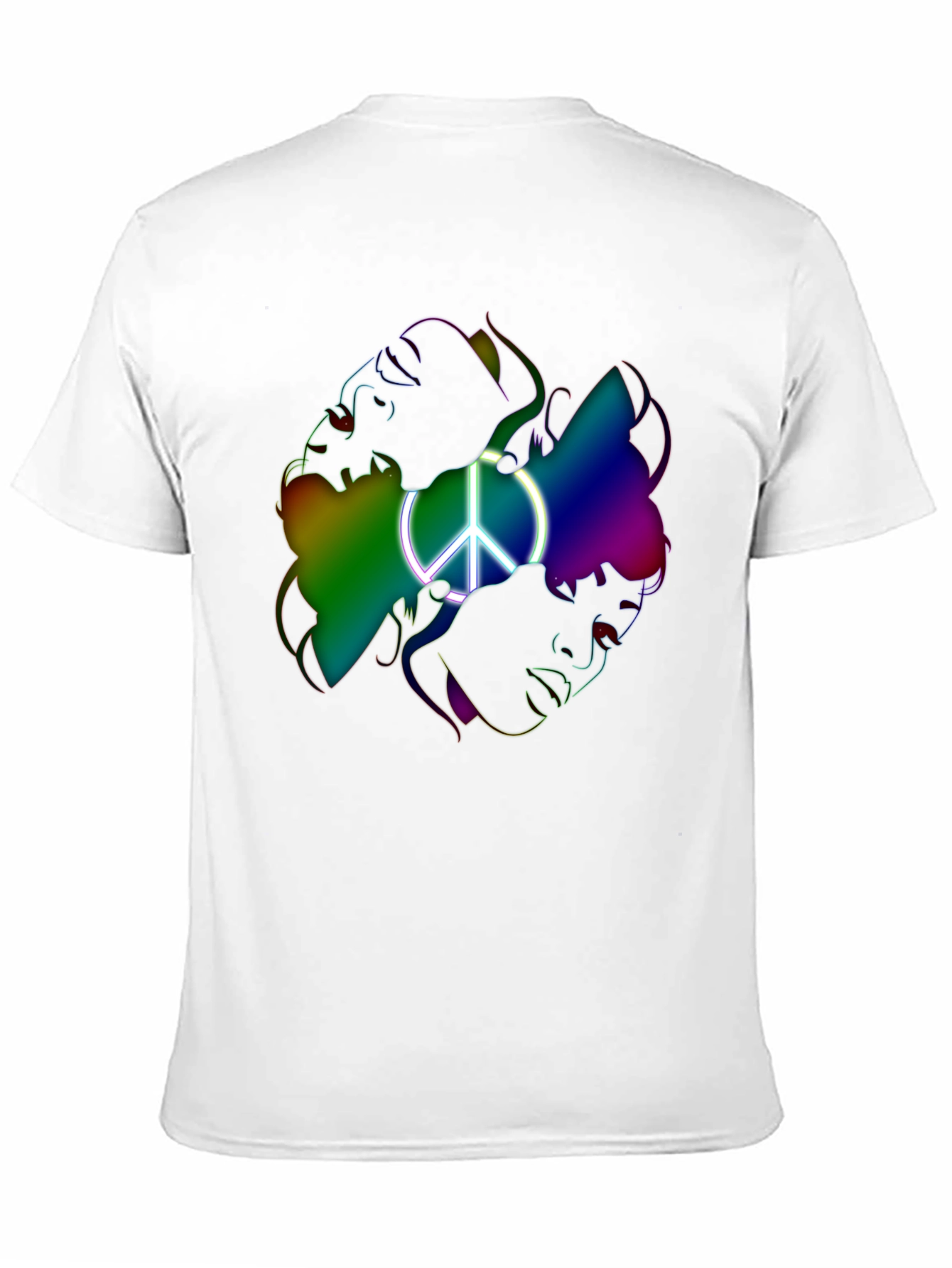 Black Peace Sign Rainbow Faces Graphic T-Shirt view 11