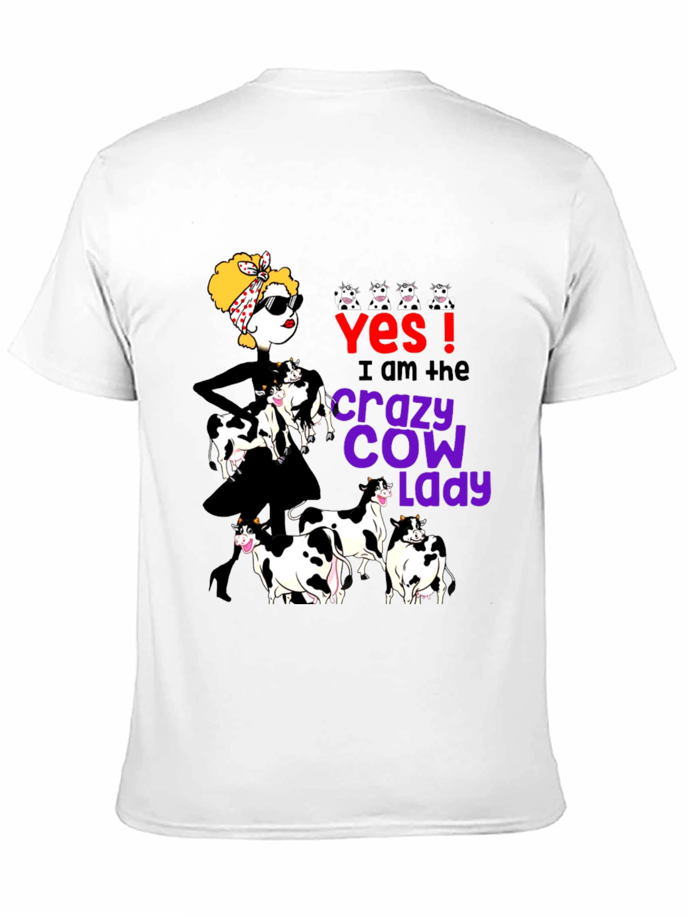 Black Crazy Cow Lady Graphic Tee - Black view 11