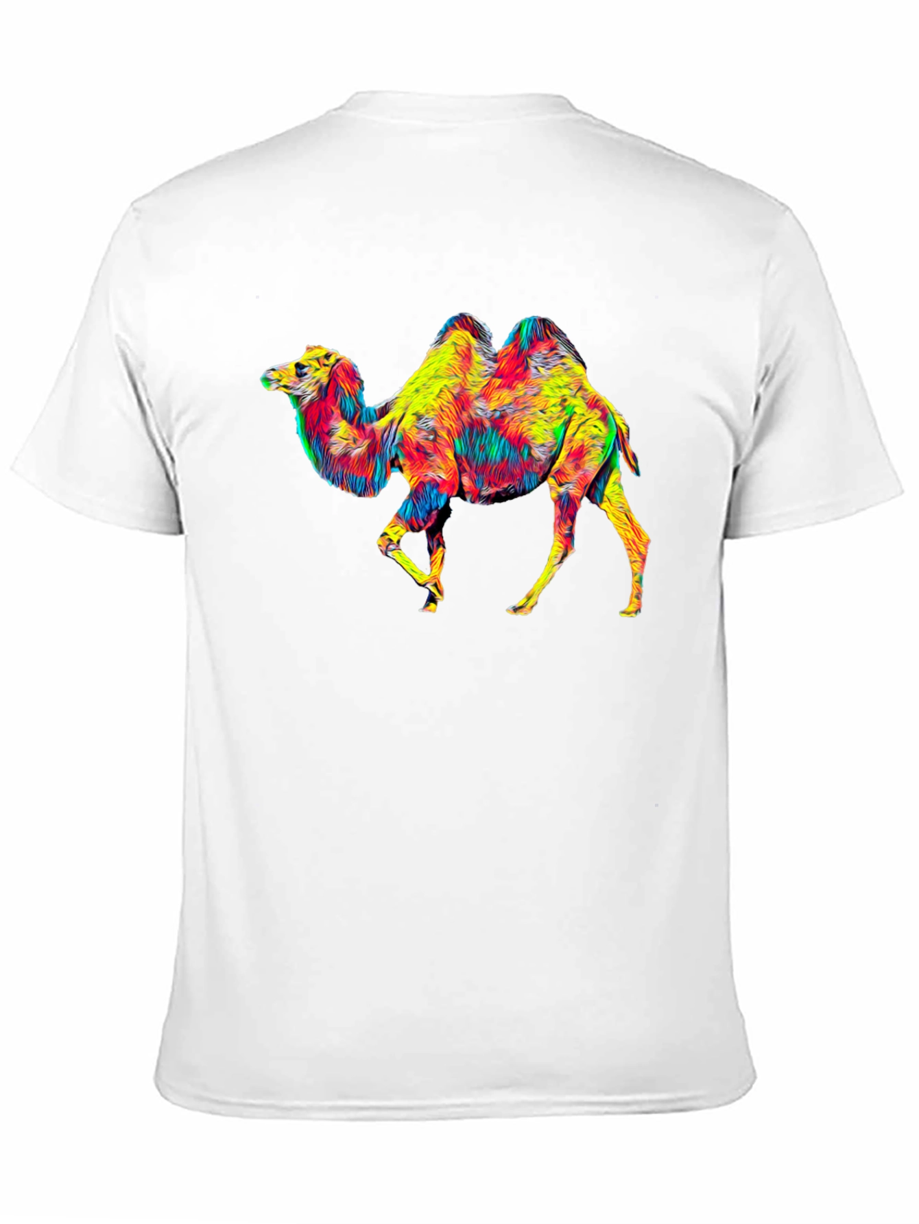Black Colorful Camel Graphic T-Shirt - Unique Animal Print view 11