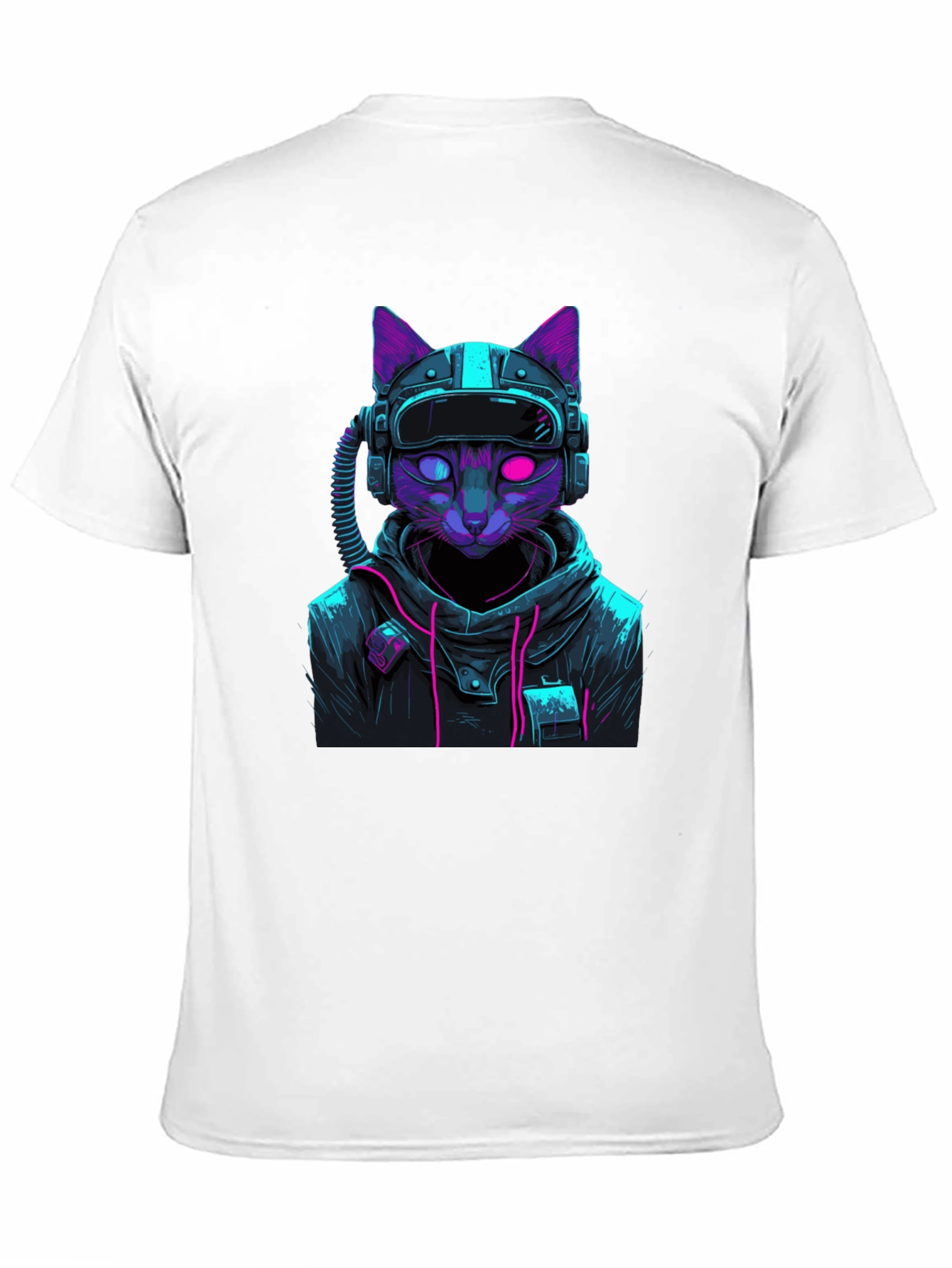 Black Cyberpunk Cat T-Shirt - Futuristic Style view 11