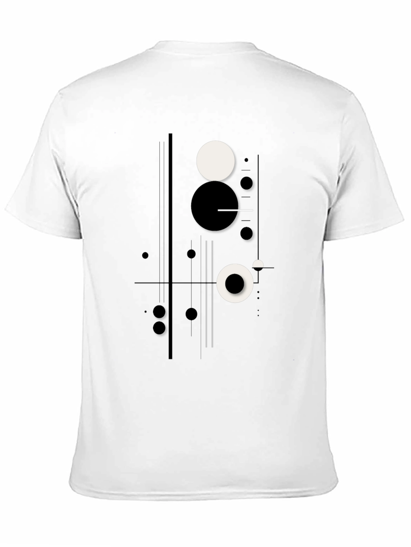 Black Abstract Geometric Circle Print Black T-Shirt view 11