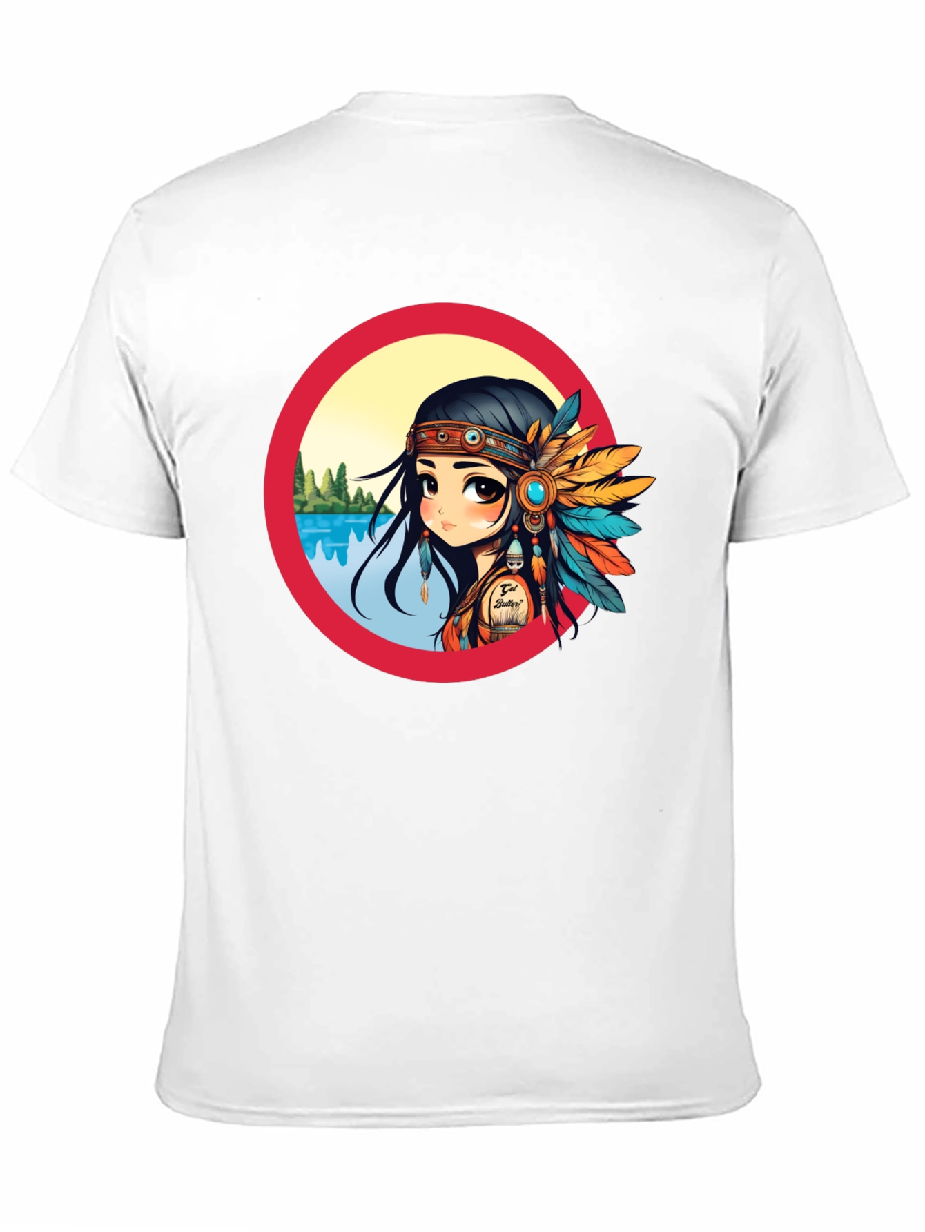 Black Cartoon Native American Girl Graphic Tee view 11