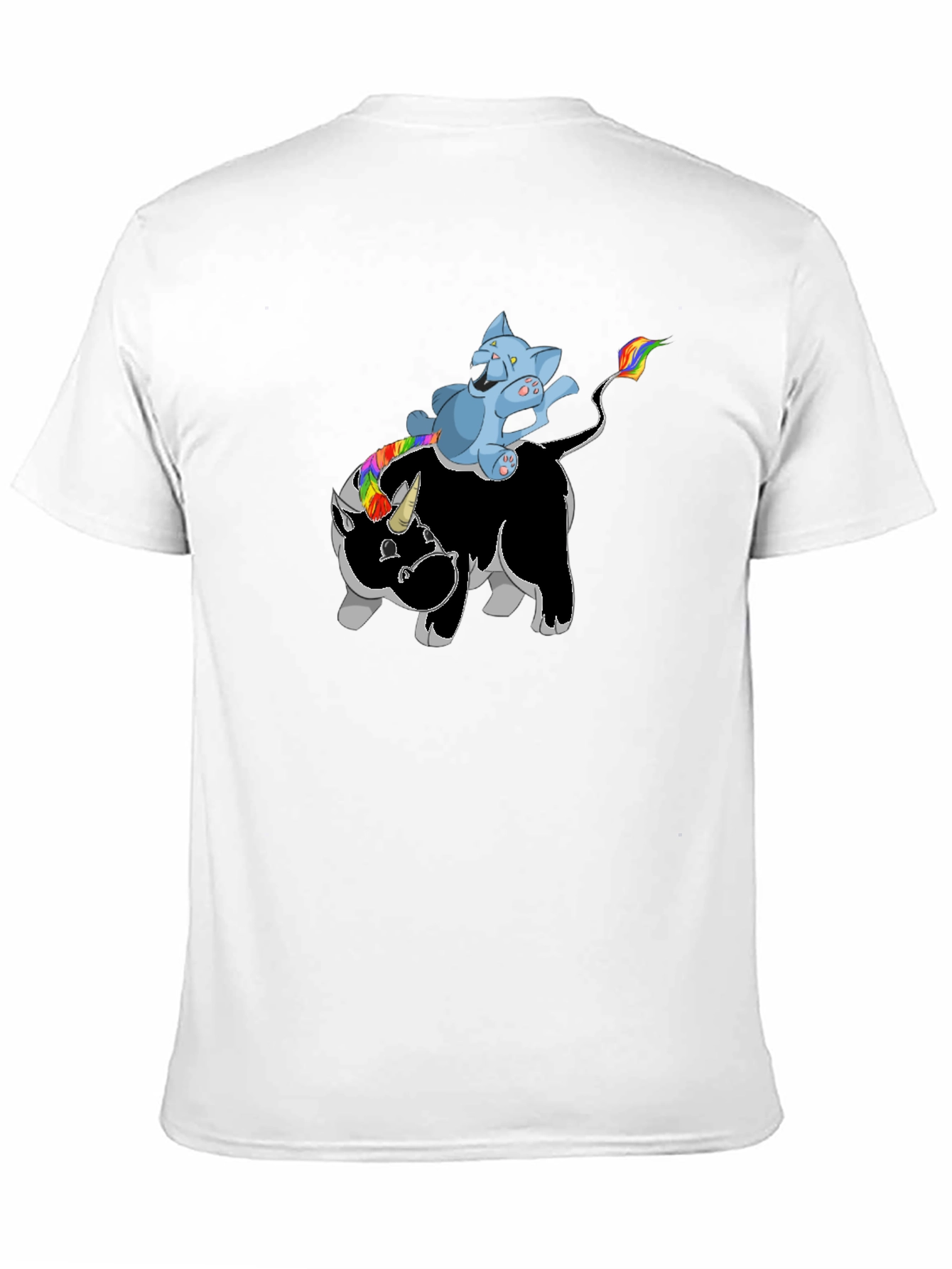 Black Unicorn Rhino Cat Rider T-Shirt - Black view 11