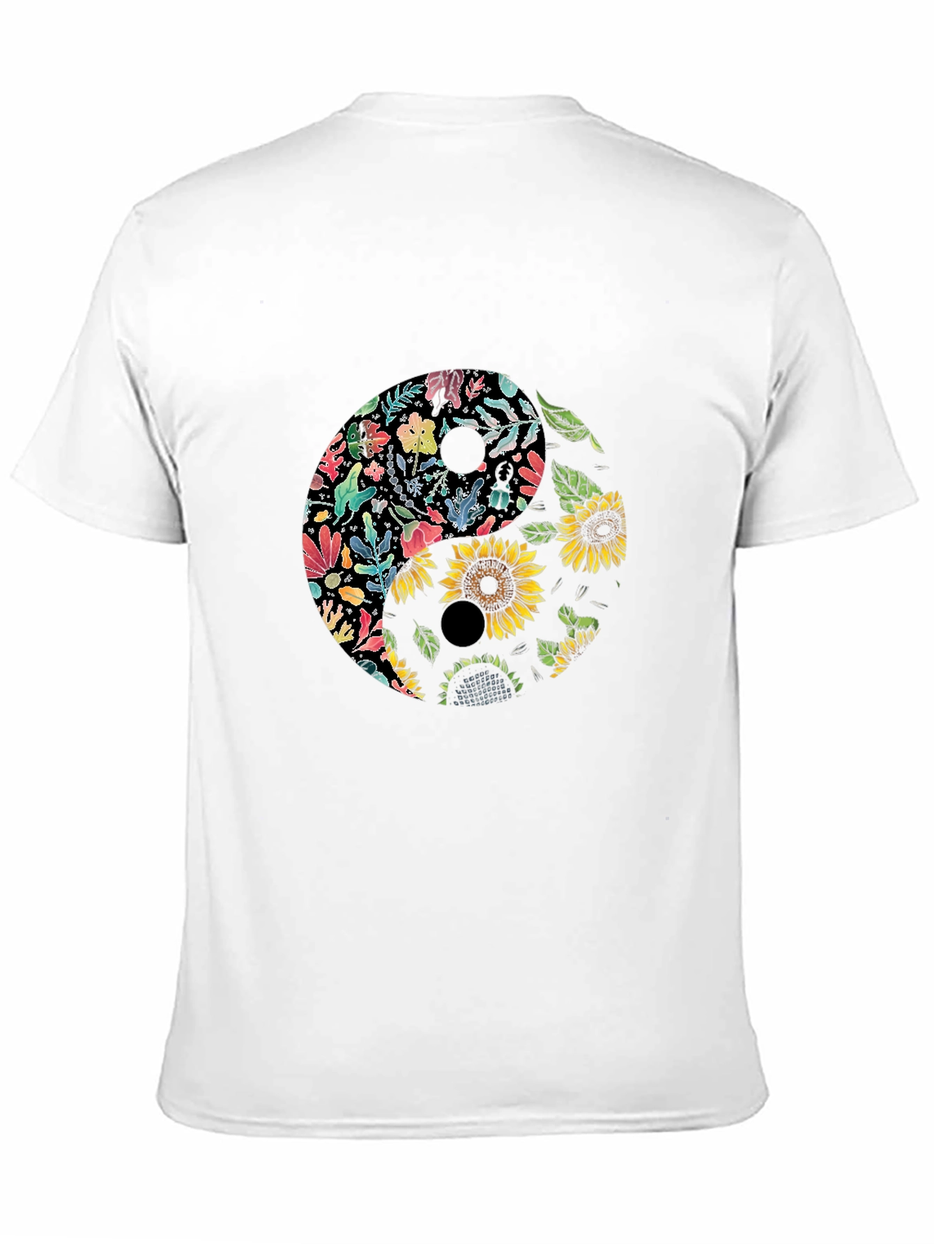 Black Floral Yin Yang Graphic Tee - Black view 11
