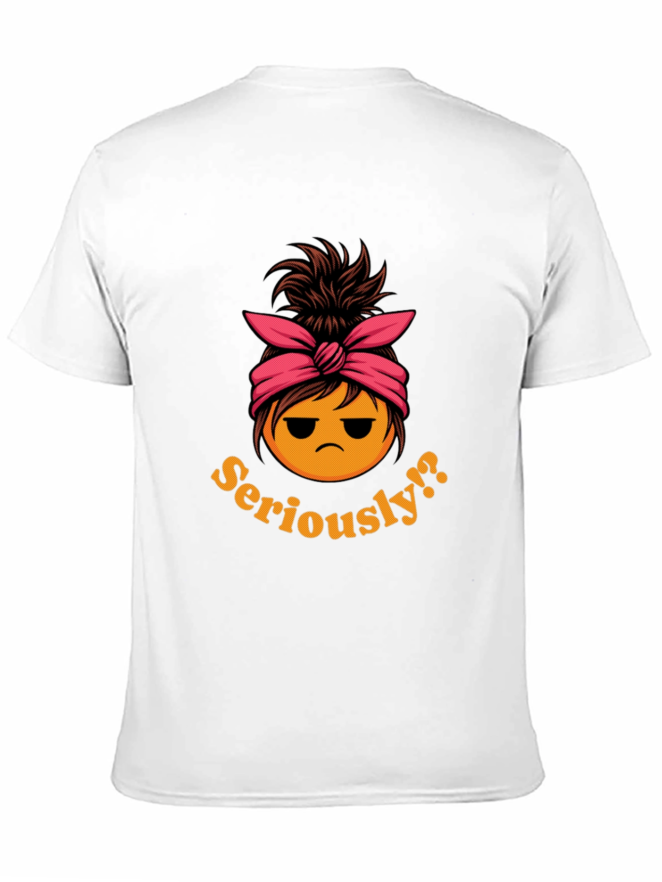 Black Seriously?! Messy Bun Emoji T-Shirt view 11