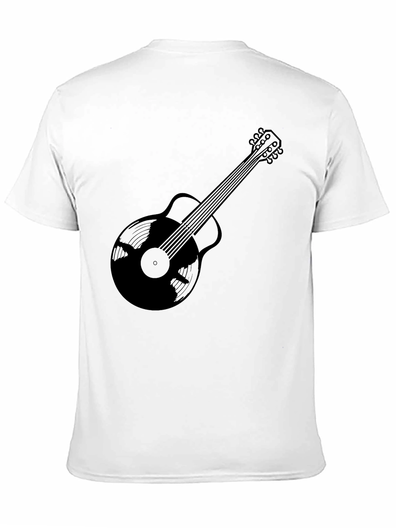 Black Guitar Vinyl Record Graphic Tee - Music Lover T-Shirt view 11