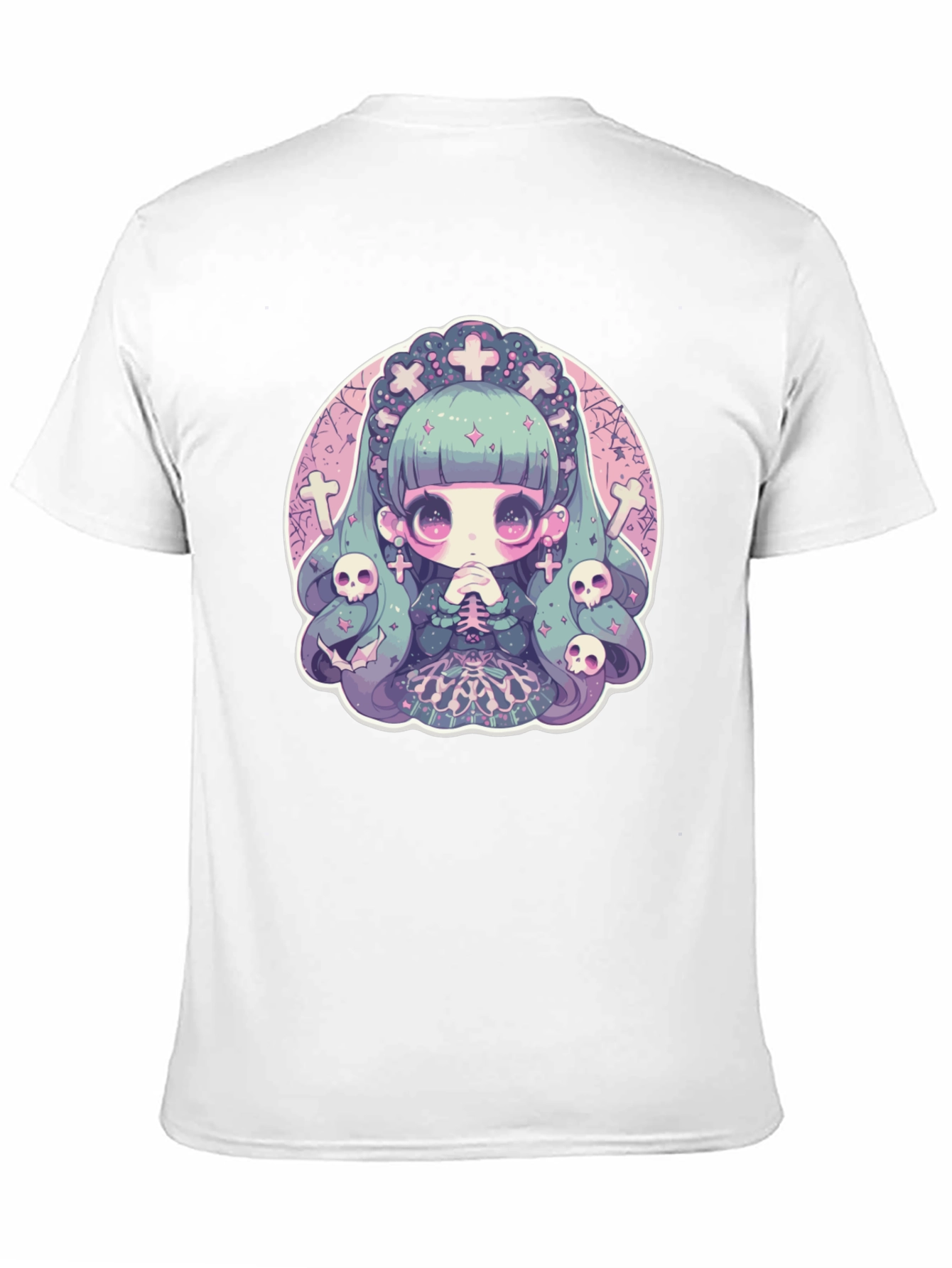 Black Gothic Anime Girl T-Shirt view 11