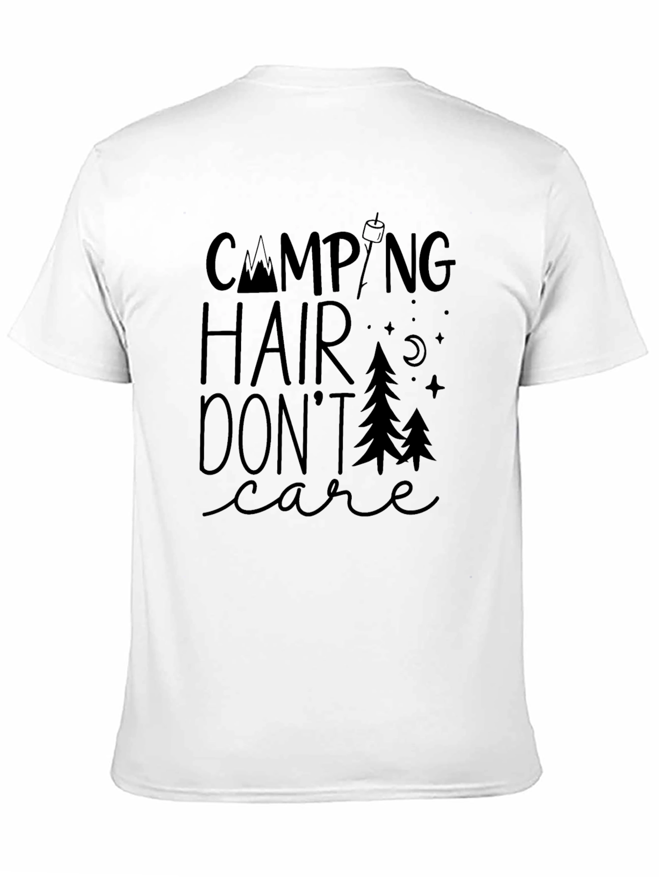 Black Camping Hair Don't Care Graphic T-Shirt view 11