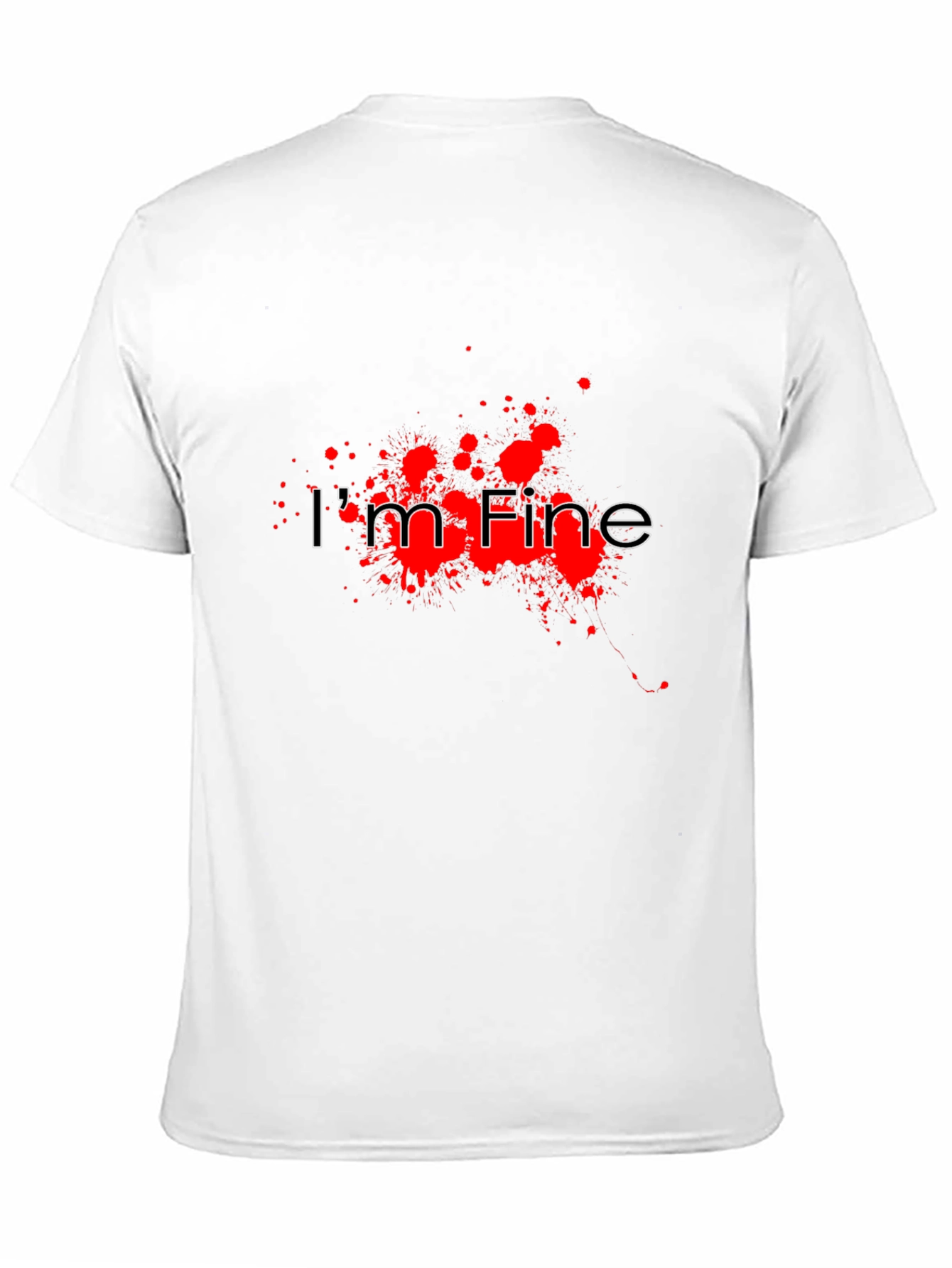 Black I'm Fine Graphic Tee - Black Short Sleeve Cotton T-Shirt view 11