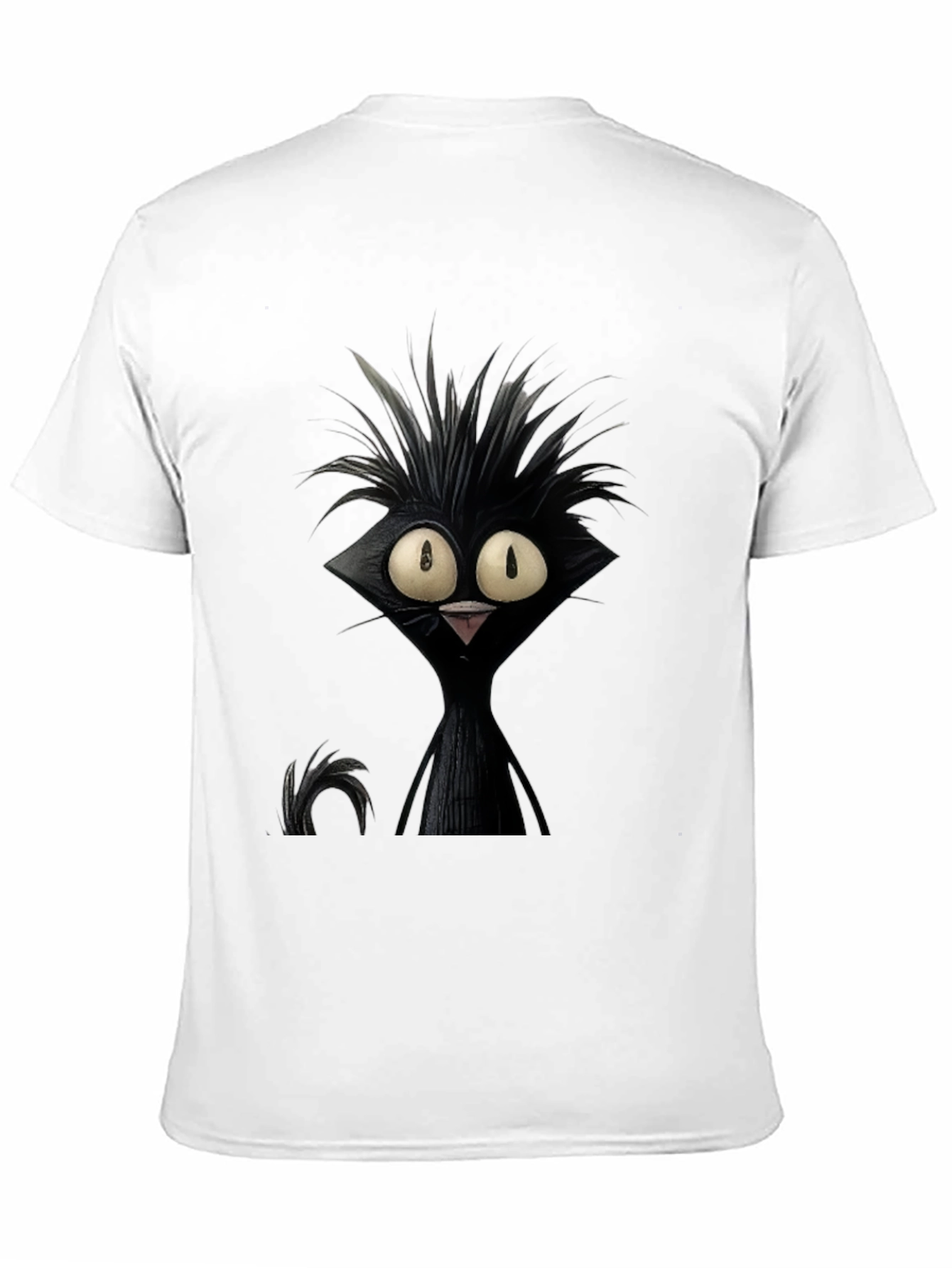 Black Crazy Cat Graphic Tee - Unisex Black T-Shirt view 11