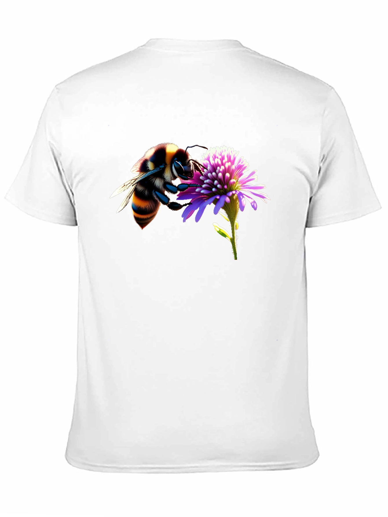 Black Bee on Flower Graphic Tee - Black Cotton T-Shirt view 11