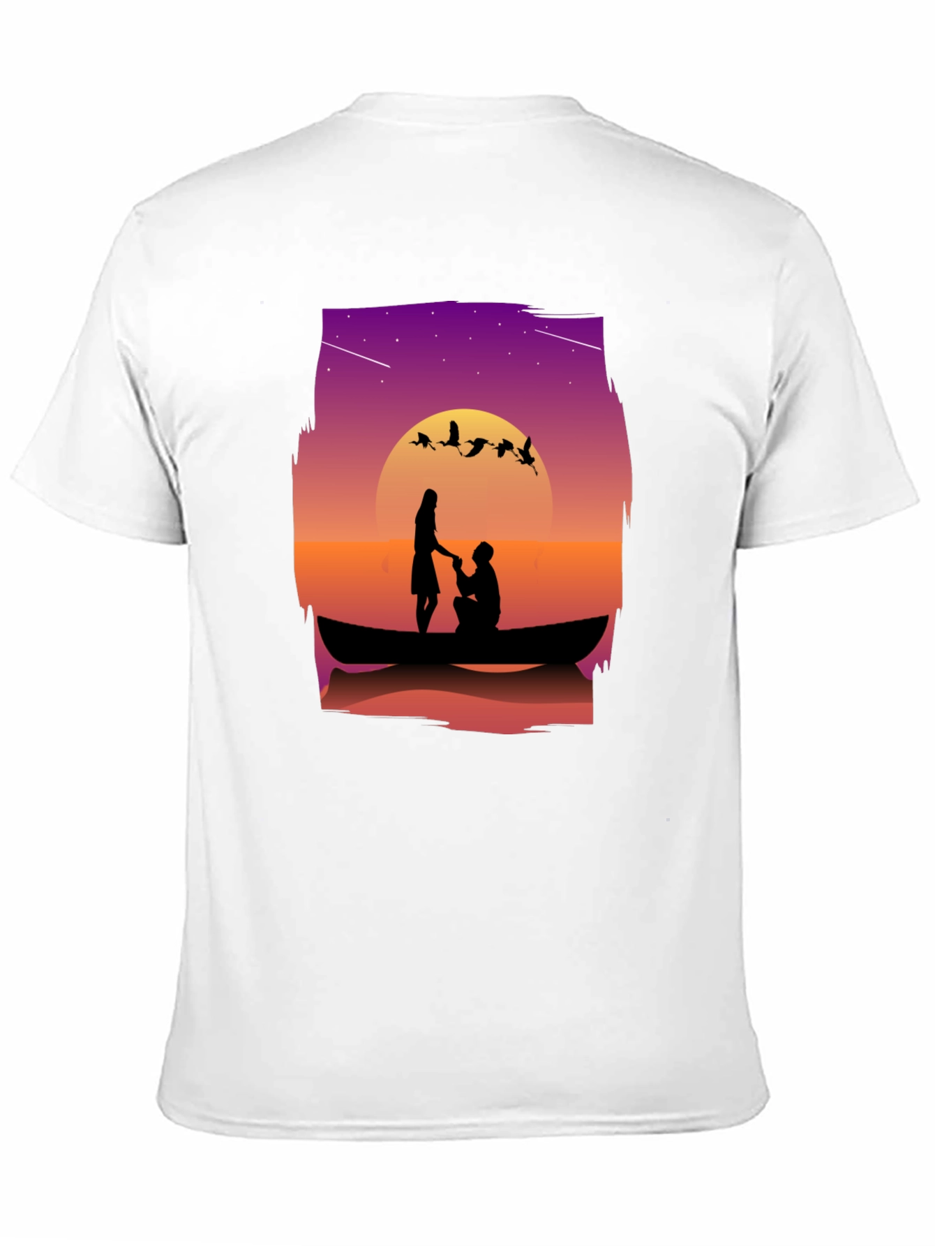 Black Romantic Sunset Proposal Graphic T-Shirt view 11