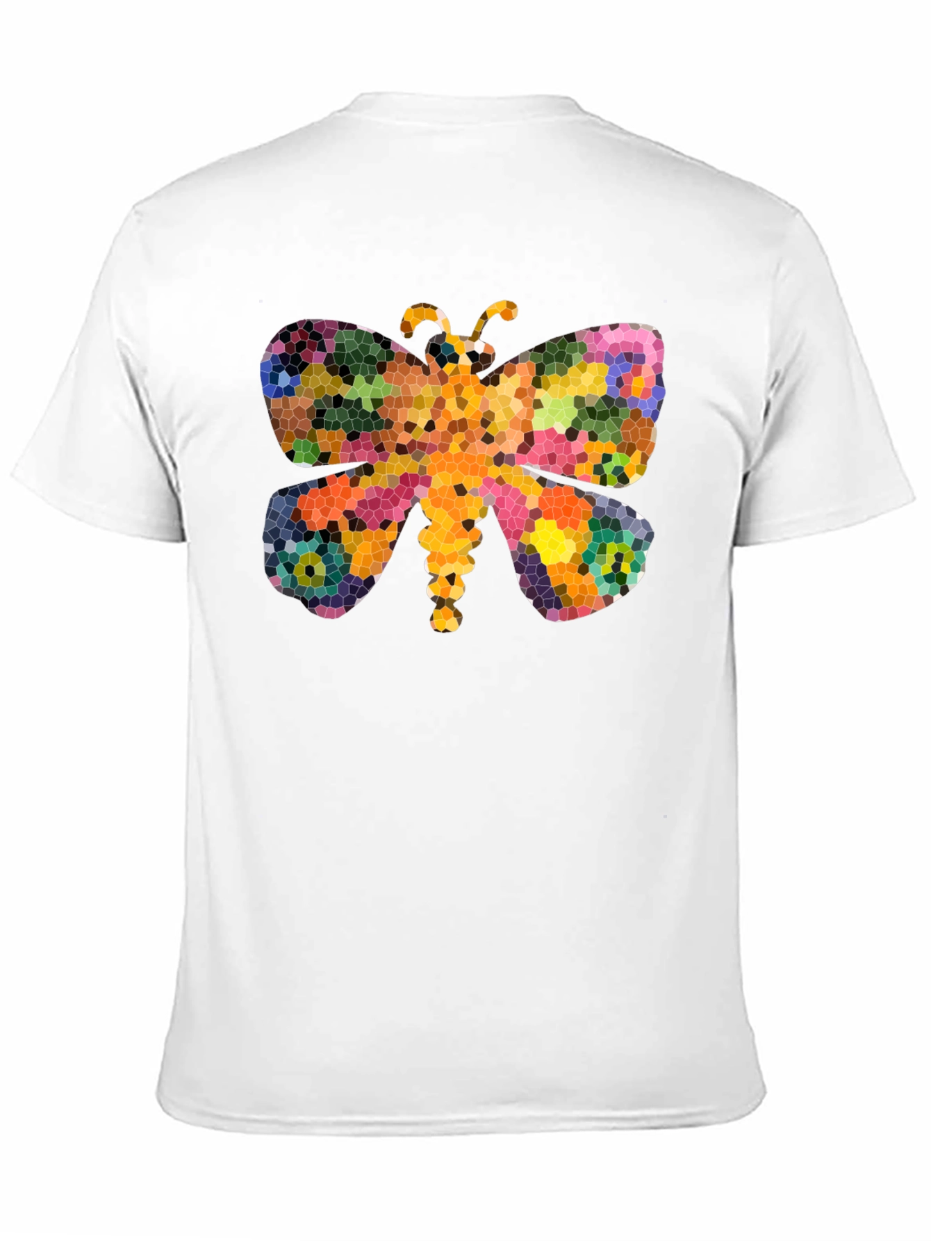 Black Butterfly Mosaic T-Shirt - Colorful Graphic Tee view 11