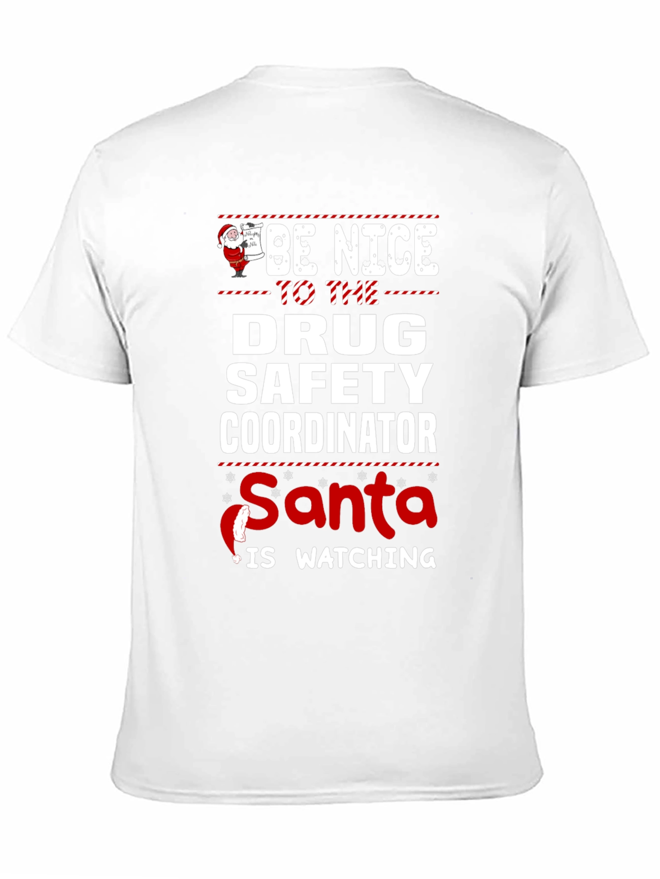 Black Drug Safety Coordinator Santa Watching T-Shirt view 11