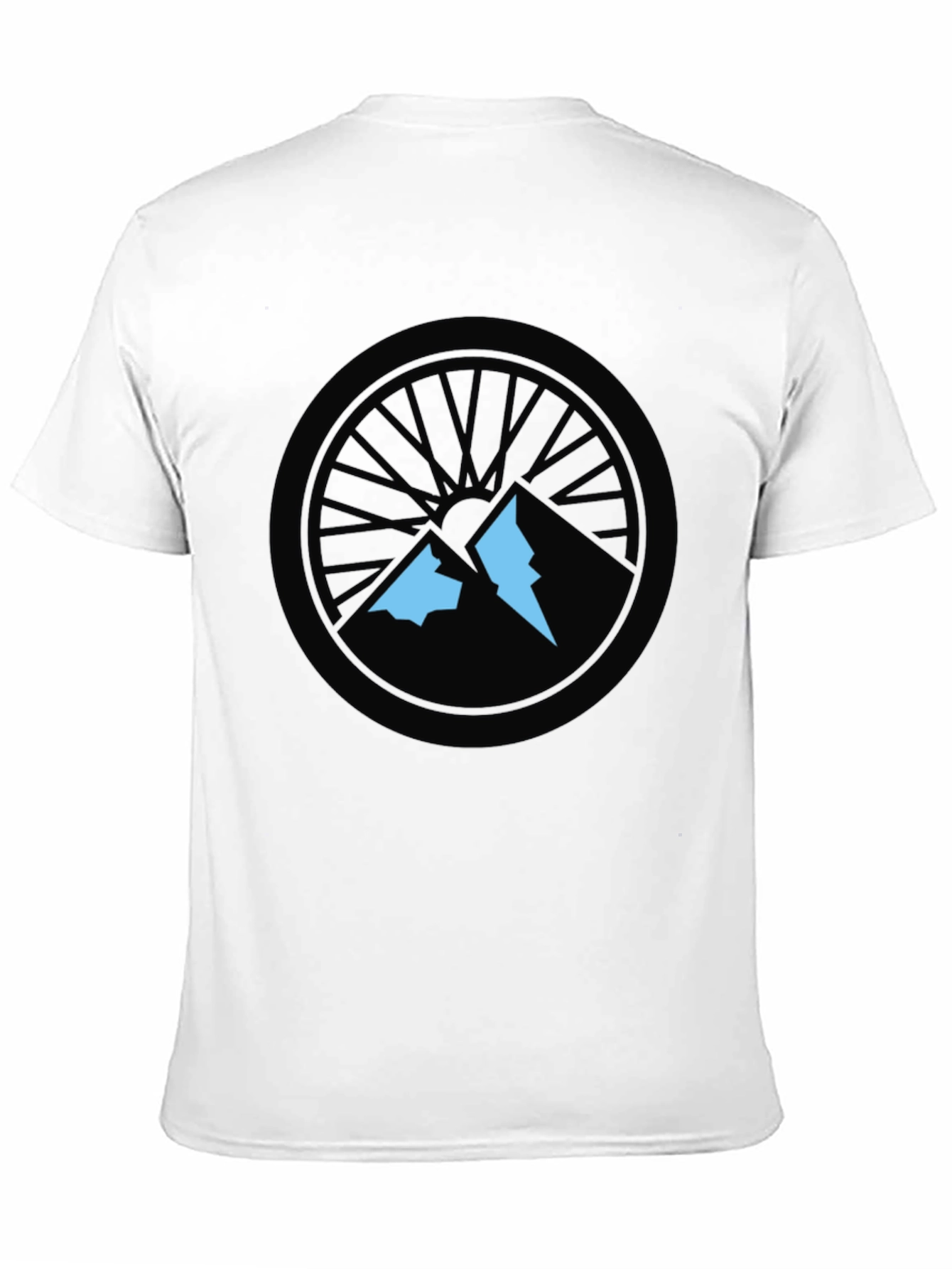 Black Mountain Biking T-Shirt - Wheel and Peaks Design view 11