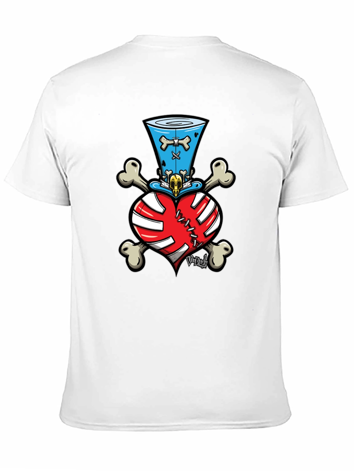 Black Skull Heart Bones Top Hat Tee view 11