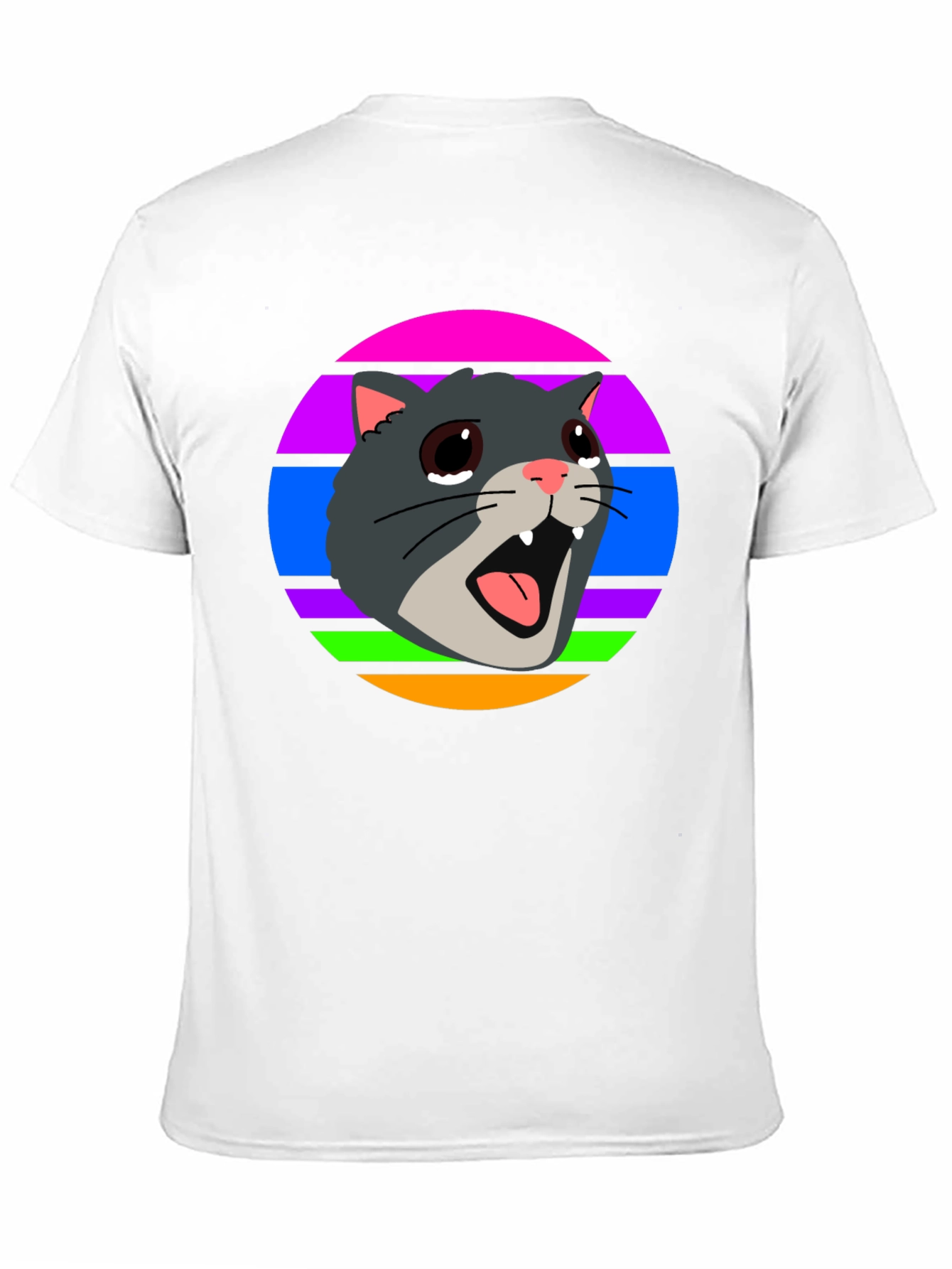Black Crying Cat Retro T-Shirt, Funny Graphic Tee view 11