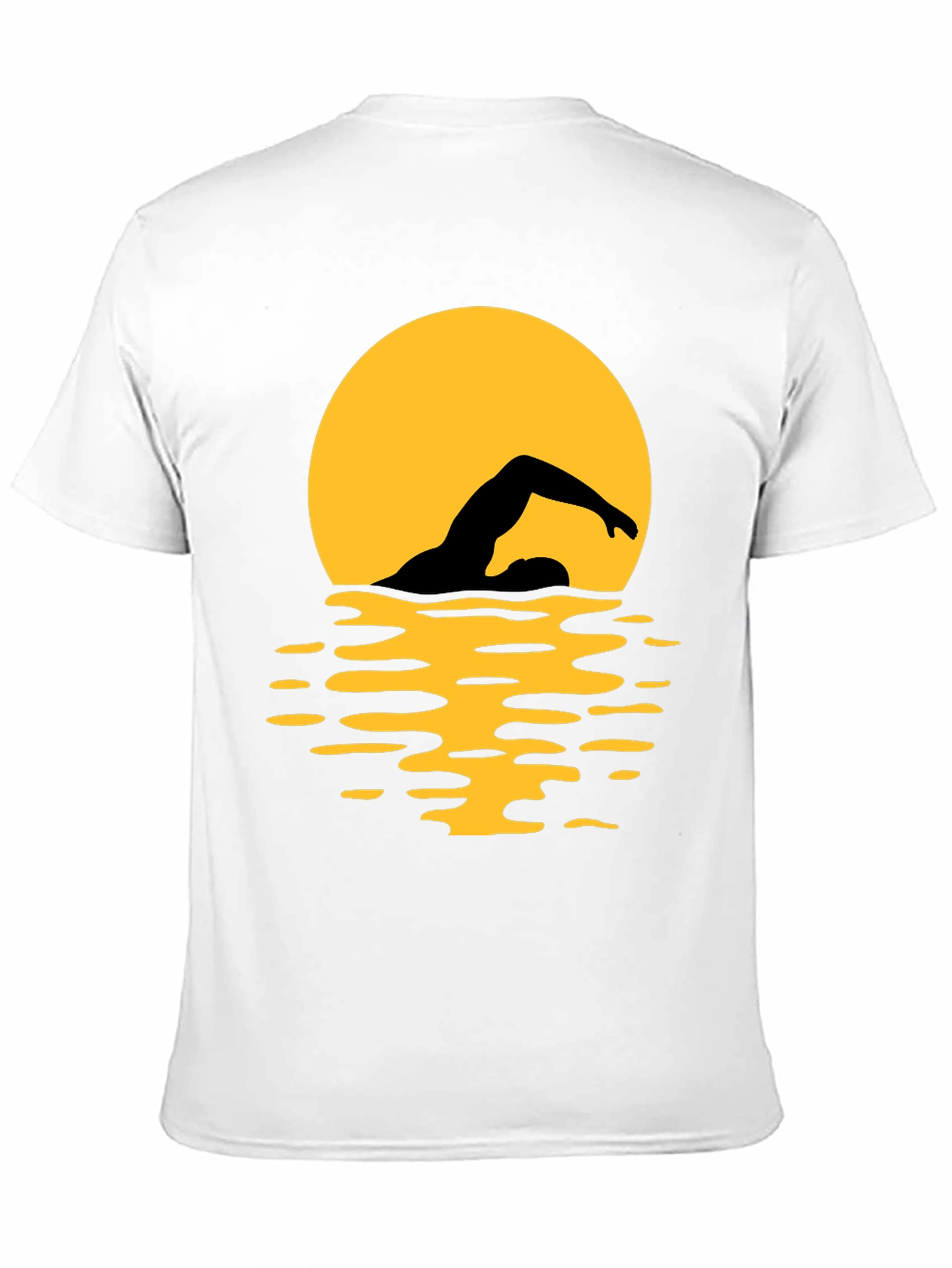 Black Swimmer Silhouette T-Shirt - Black Graphic Tee view 11