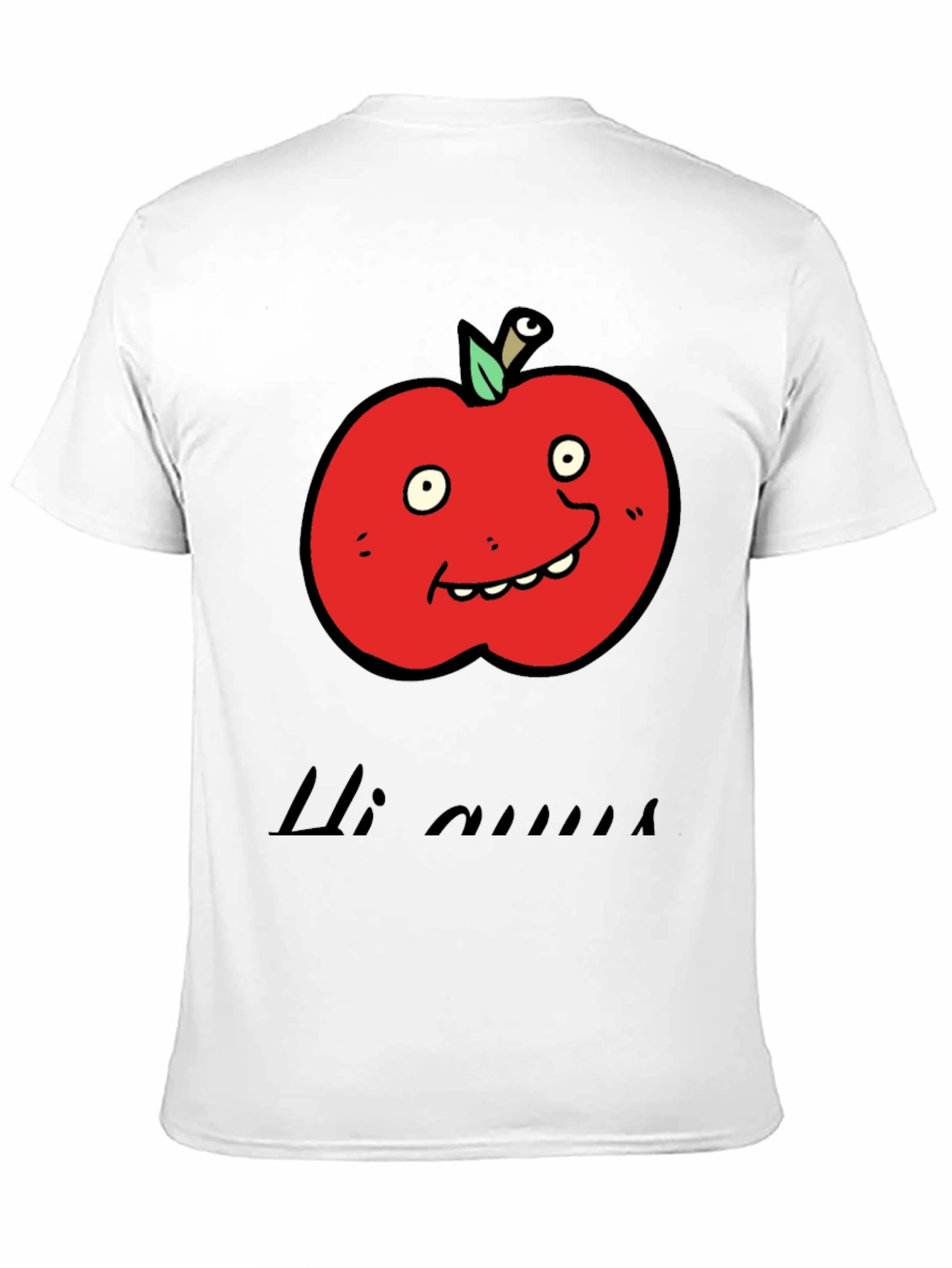 Black Cartoon Apple Graphic Tee - Funny Fruit T-Shirt view 11