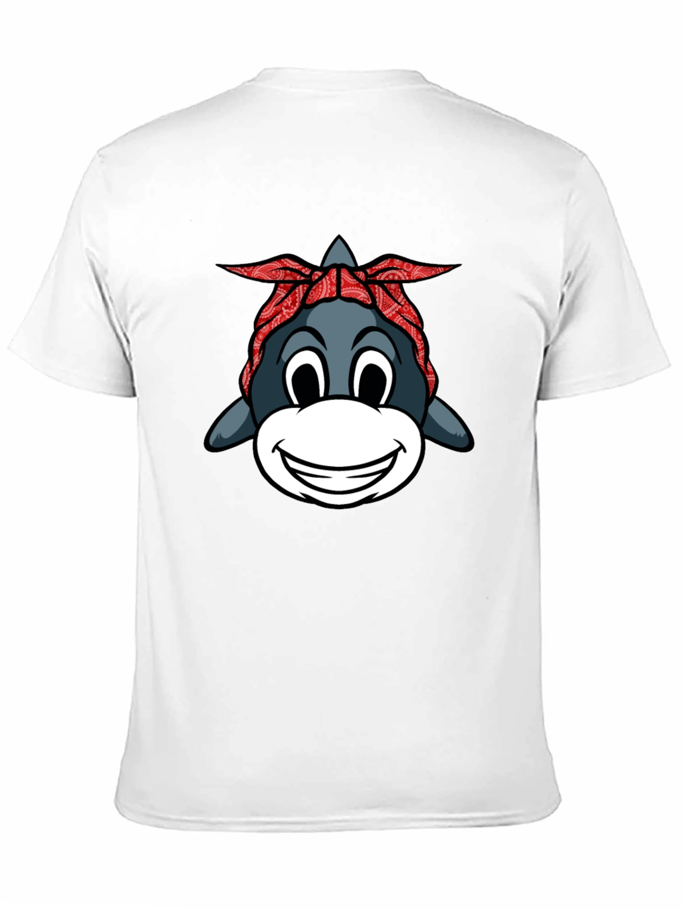 Black Funny Shark with Bandana Graphic T-Shirt view 11