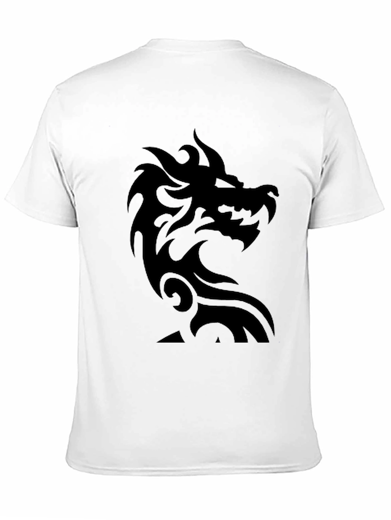 Black Men's Black T-Shirt with Dragon Graphic view 11