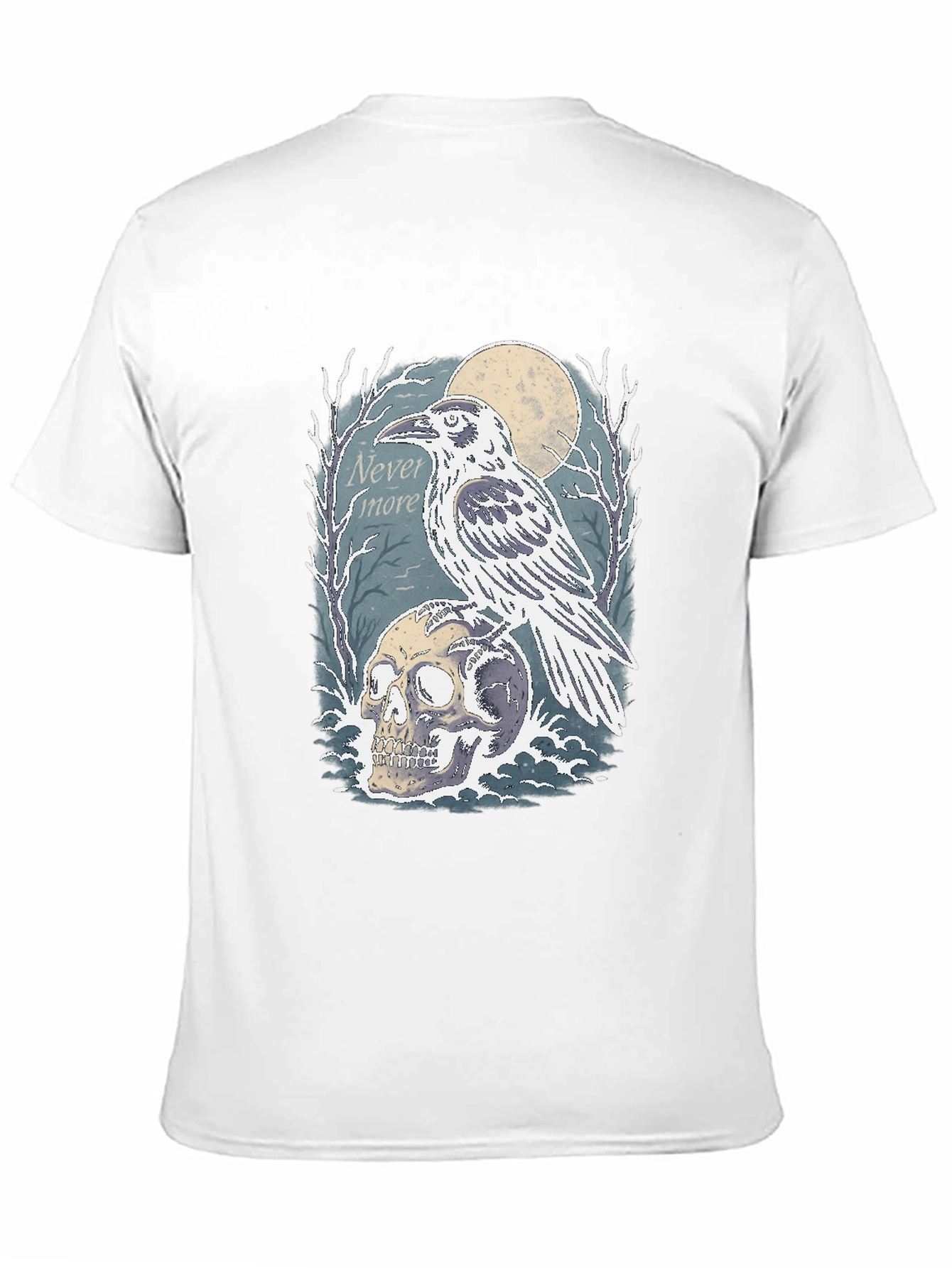 Black Raven Skull Graphic Tee - Nevermore Gothic Shirt view 11